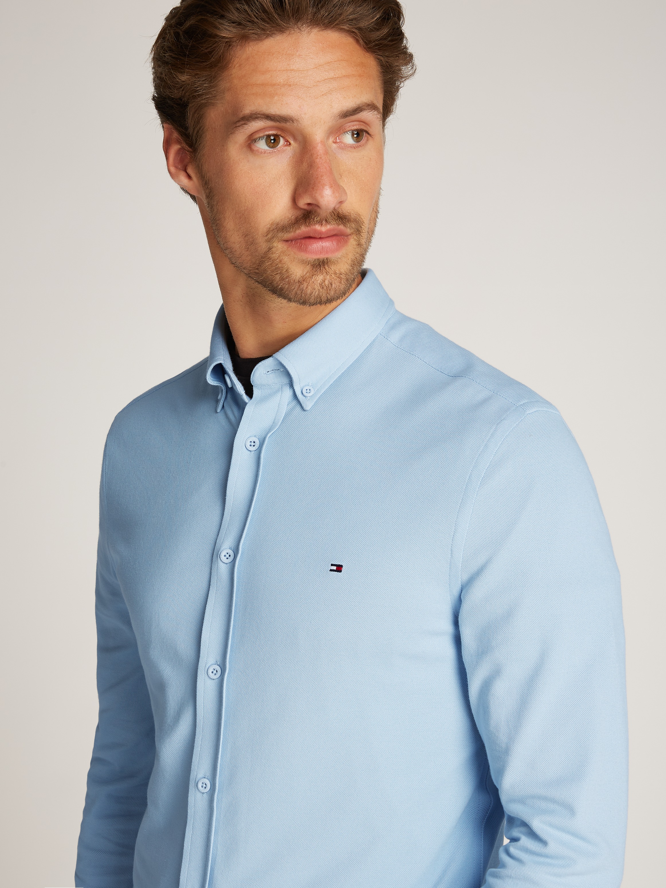 Thumbnail - Tommy Hilfiger Businesshemd "PERFORMANCE OXF PIQUE Slim Fit SHIRT" mit Logostickerei