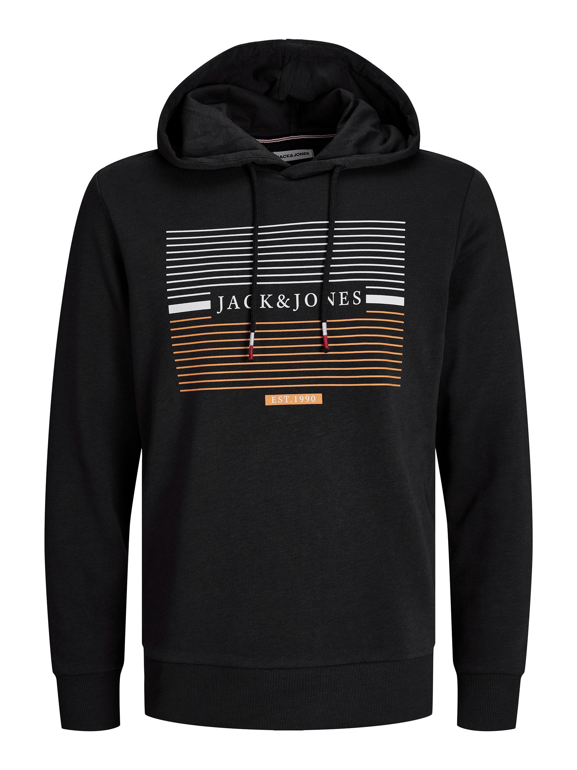 Jack & Jones Hoodie "JJCYRUS SWEAT HOOD: Komfortable Baumwollmischung mit coolem Gummidruck", Vielseitiges Sweatshirt: A