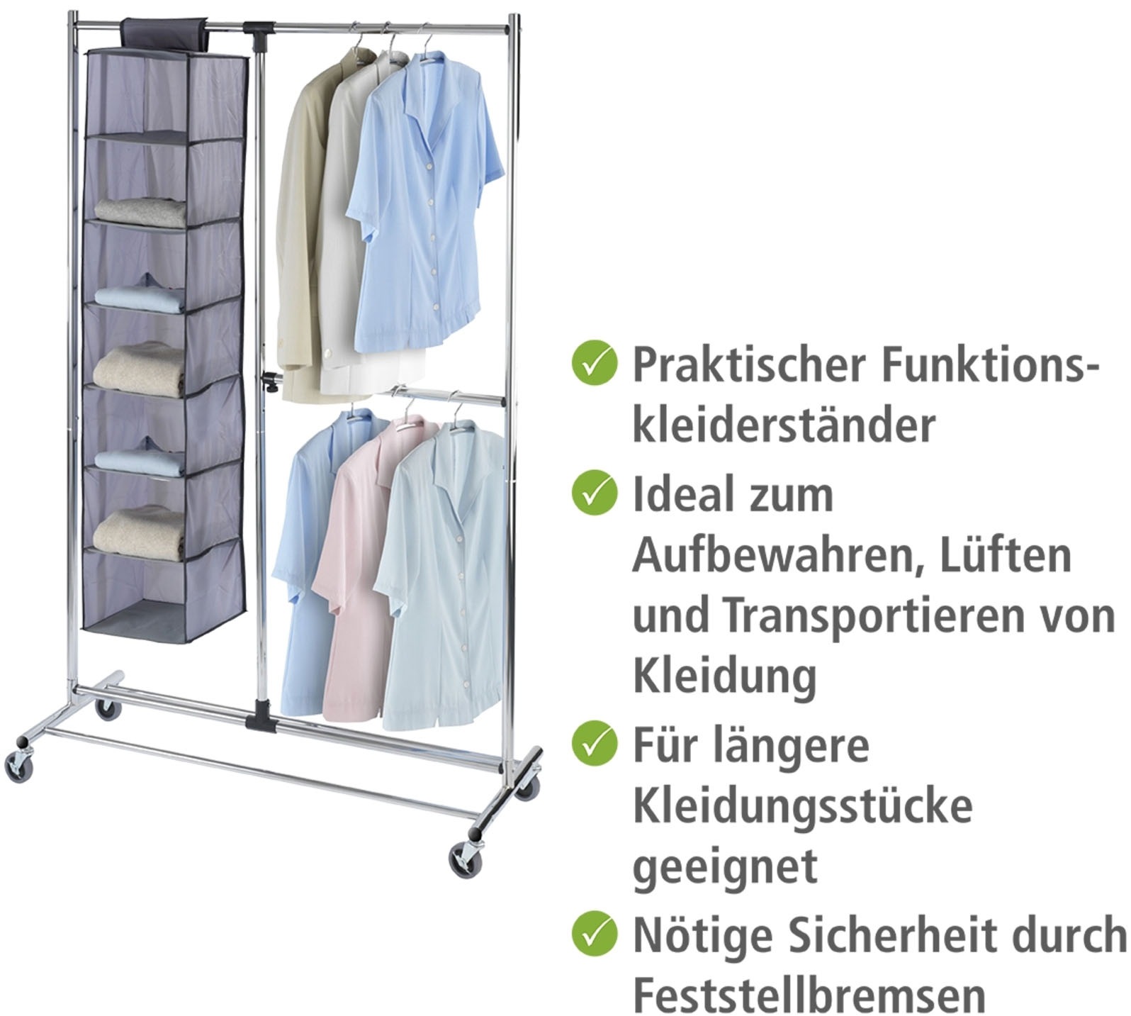 Thumbnail - WENKO Kleiderständer "Modell Profissimo" Garderobenständer mit 4 Rollen und verstellbaren Kleiderstangen