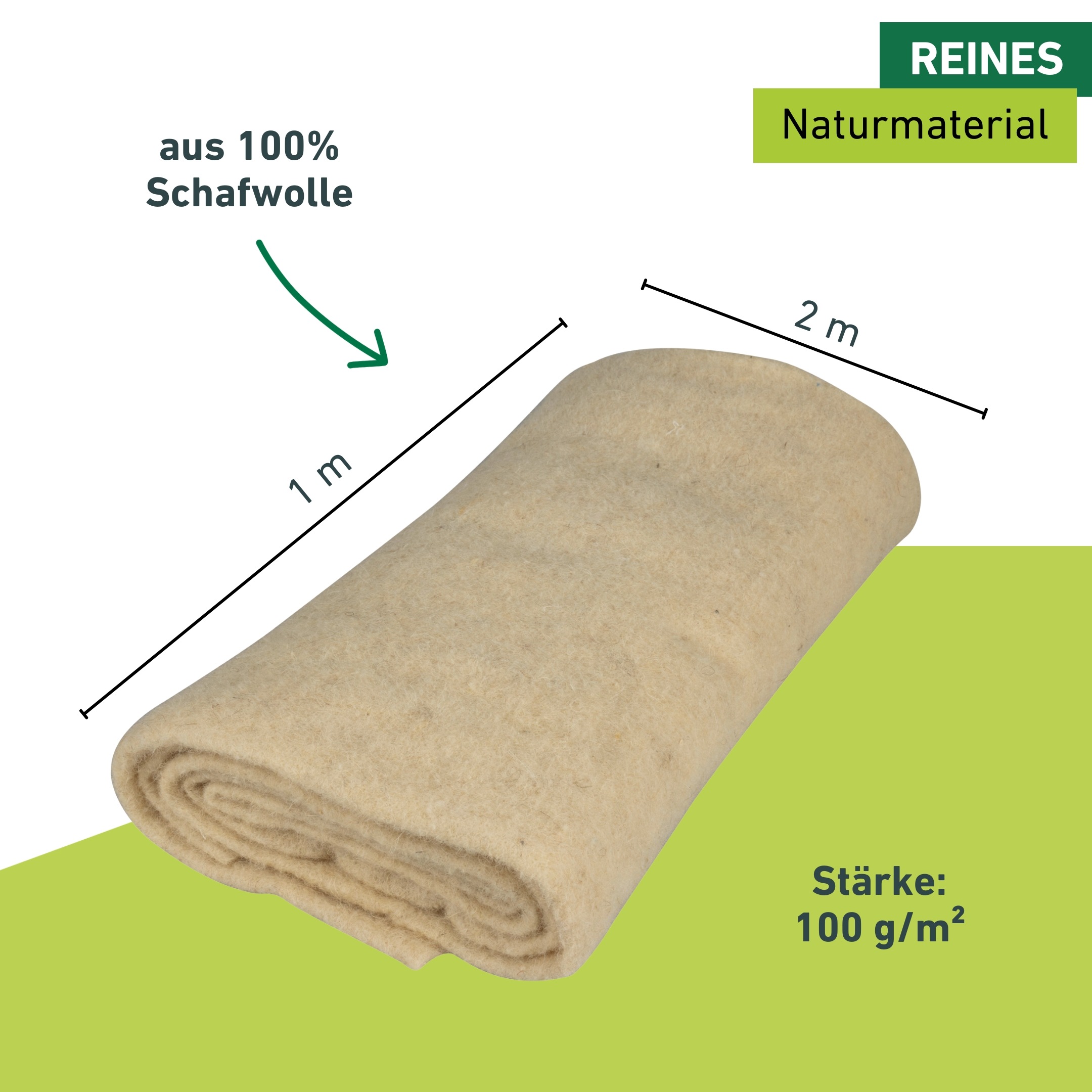 Windhager Winterschutzvlies »aus Schafswolle, Vliesdecke für Pflanzen« 1 Stk. tlg. Kälteschutz Matte gegen Wind und Frost, 2 x 1 m, 100 g/m², weiß