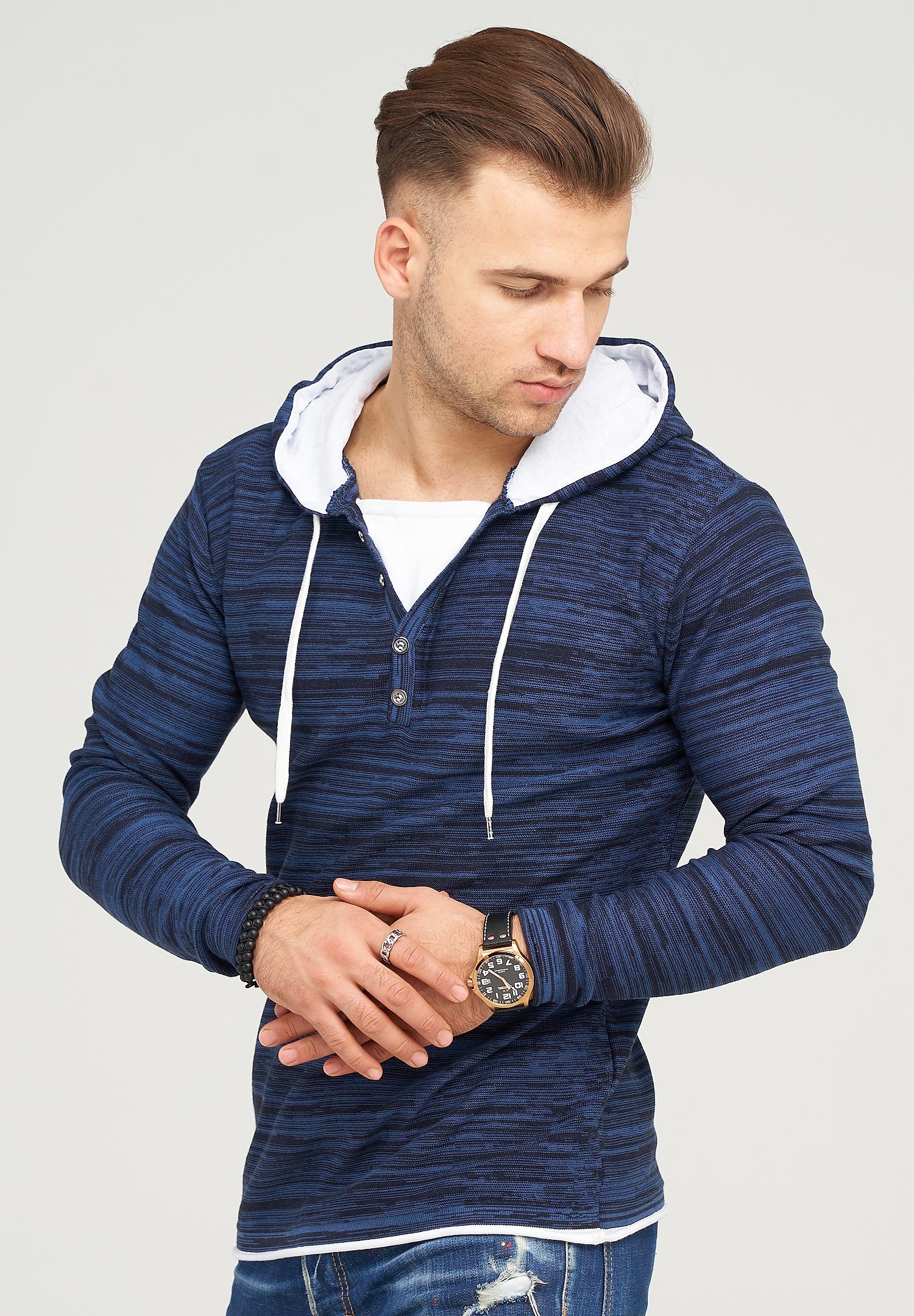 behype Kapuzensweatshirt »JOSHA«, in melierter Optik