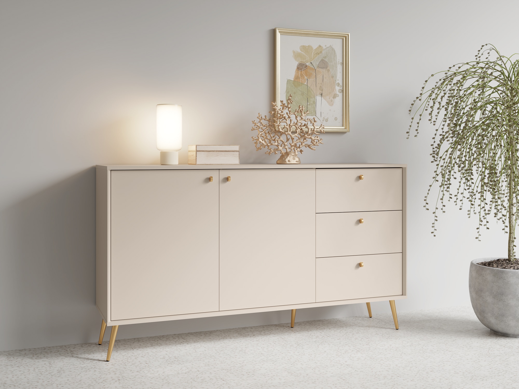 Home affaire Kommode "ROMELIS Sideboard mit 3 Schubladen und 2 Türen, B/T/H günstig online kaufen