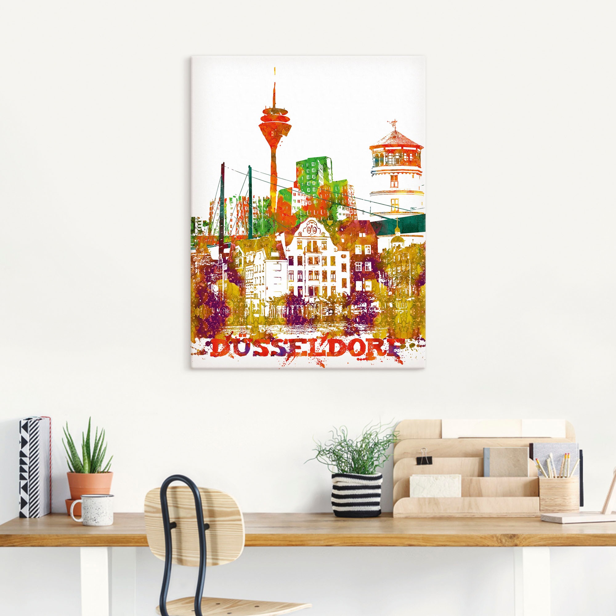 Artland Leinwandbild "Düsseldorf Grafik" Düsseldorf 1 Stk. tlg. auf Keilrah günstig online kaufen