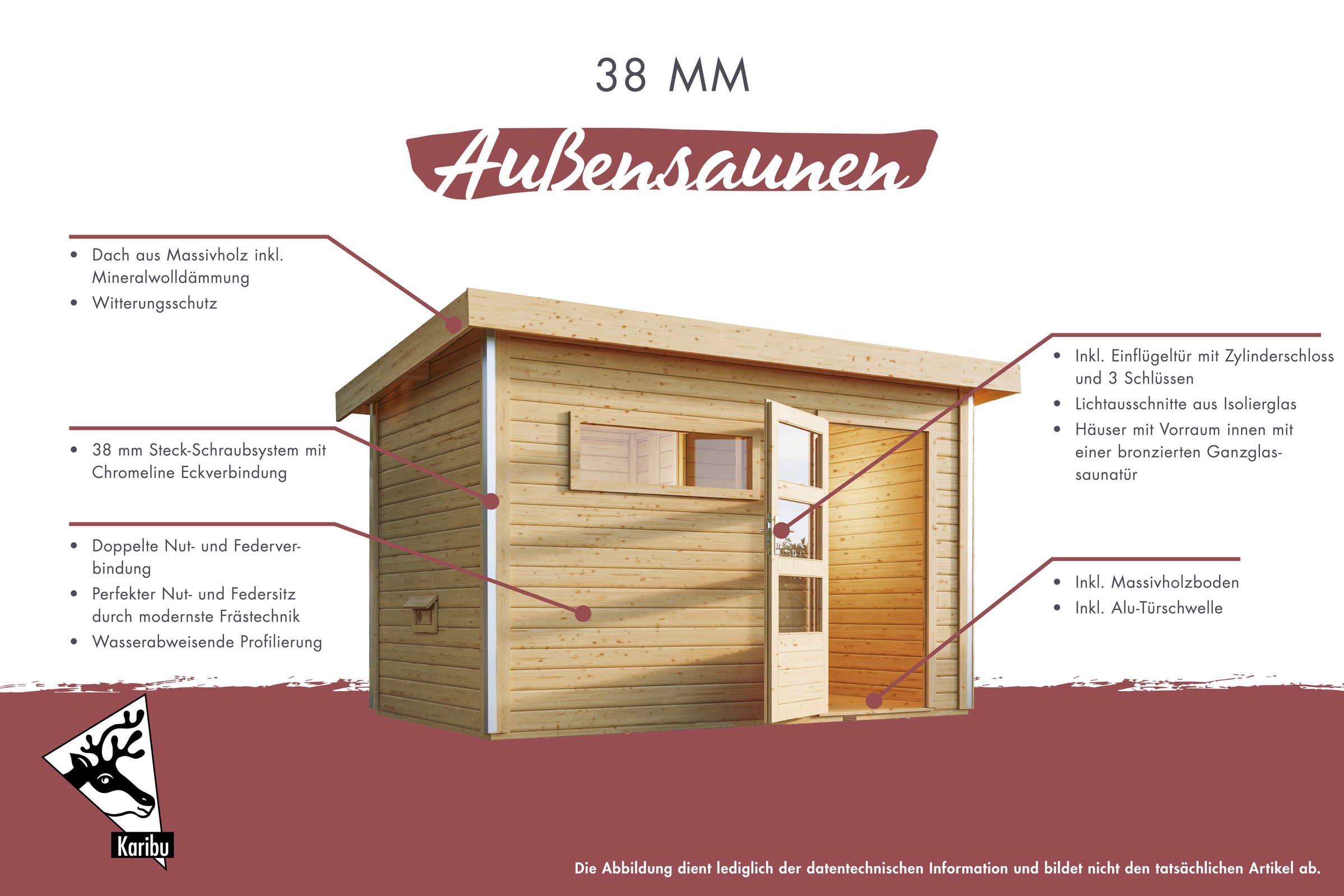 Karibu Saunahaus »Tammo 1B«, Ofen 9 kW ext. Strg.