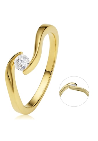 Diamantring »0,20 ct Diamant Brillant Spannfassung Ring aus 750 Gelbgold«, Damen Gold...