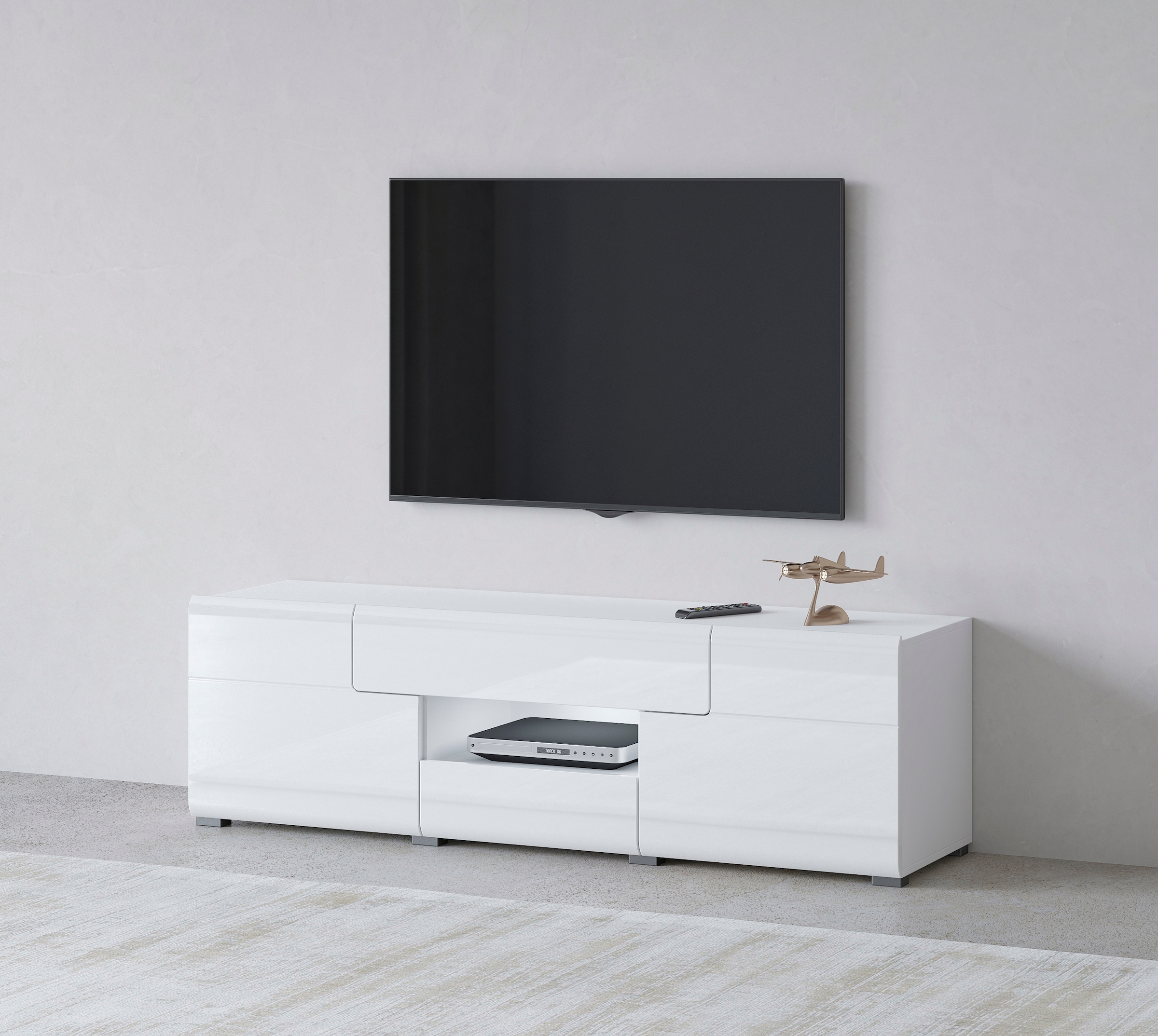 INOSIGN Lowboard »Toledo,Breite 159cm, trendige TV-Schrank mit dekorative Fräsungen«, TV-Board ohne Beleuchtung, TV-Kommode mit viel Stauraum