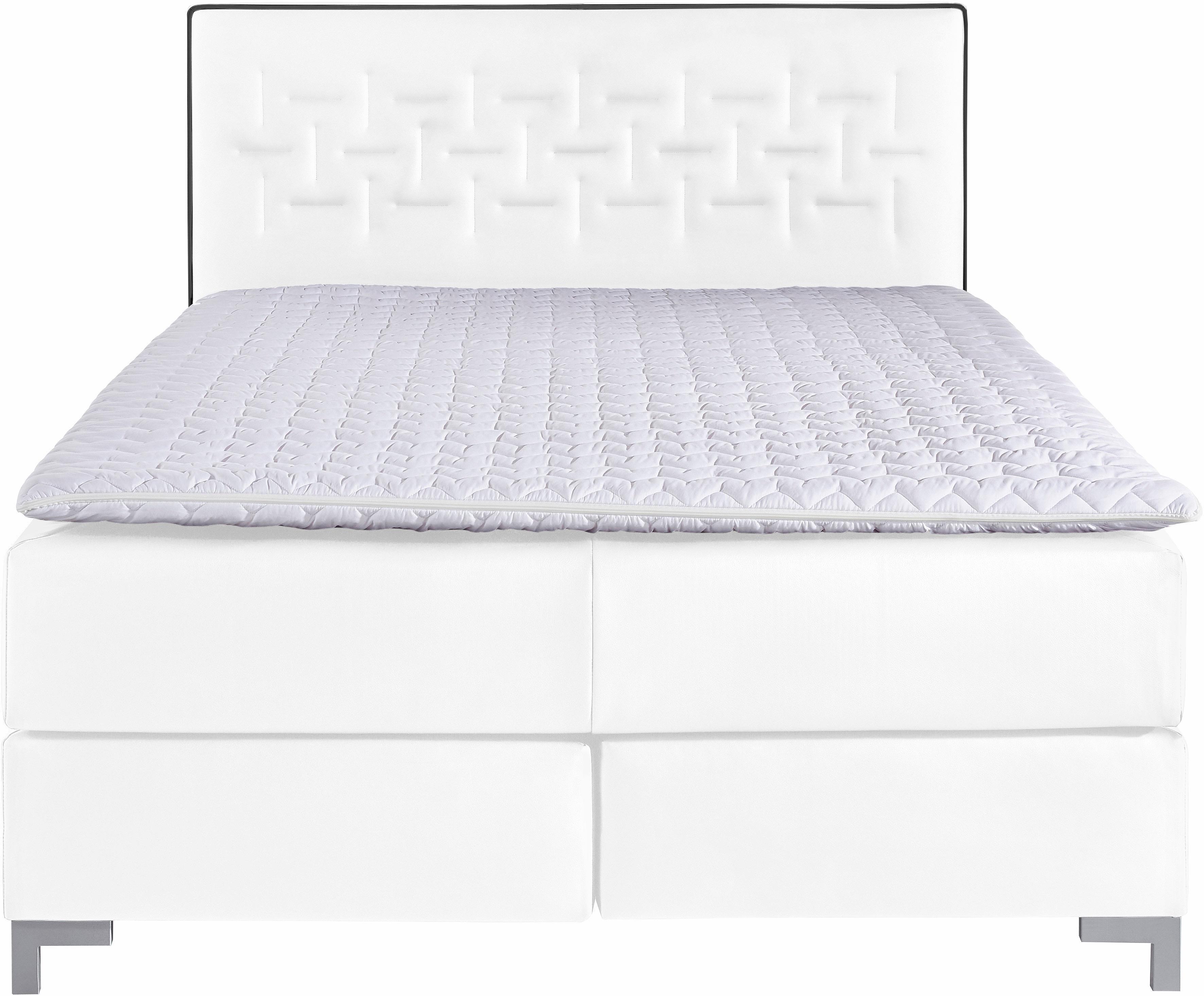 Thumbnail - Home affaire Boxspringbett "Coos" mit besonderer Steppung im Kopfteil, 3 Matratzenarten, 2 Härtegrade