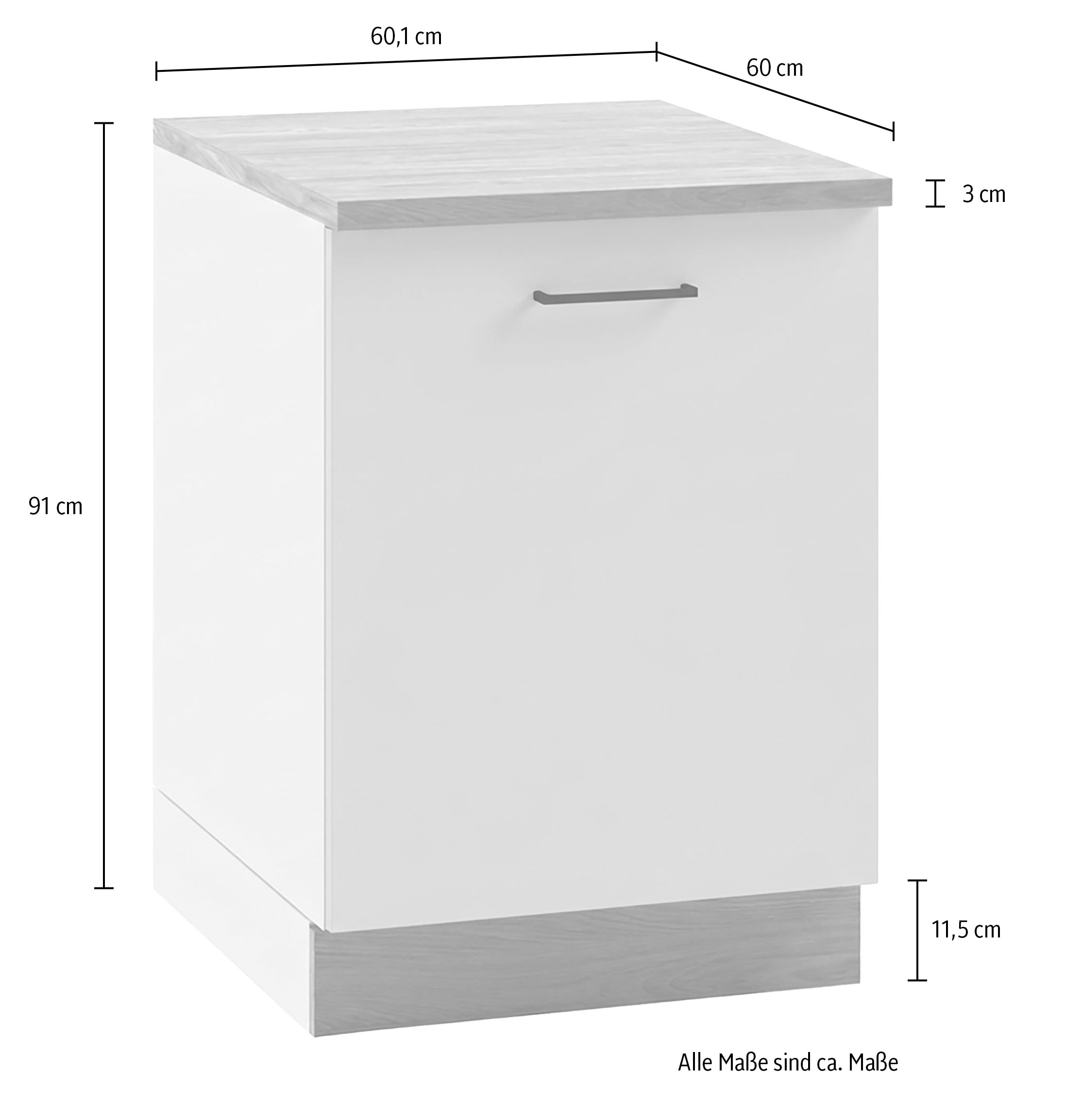 KOCHSTATION Unterschrank »Kolari« 1 Stk. tlg. Maße (B/T/H): 60,1 x 60 x 88 cm