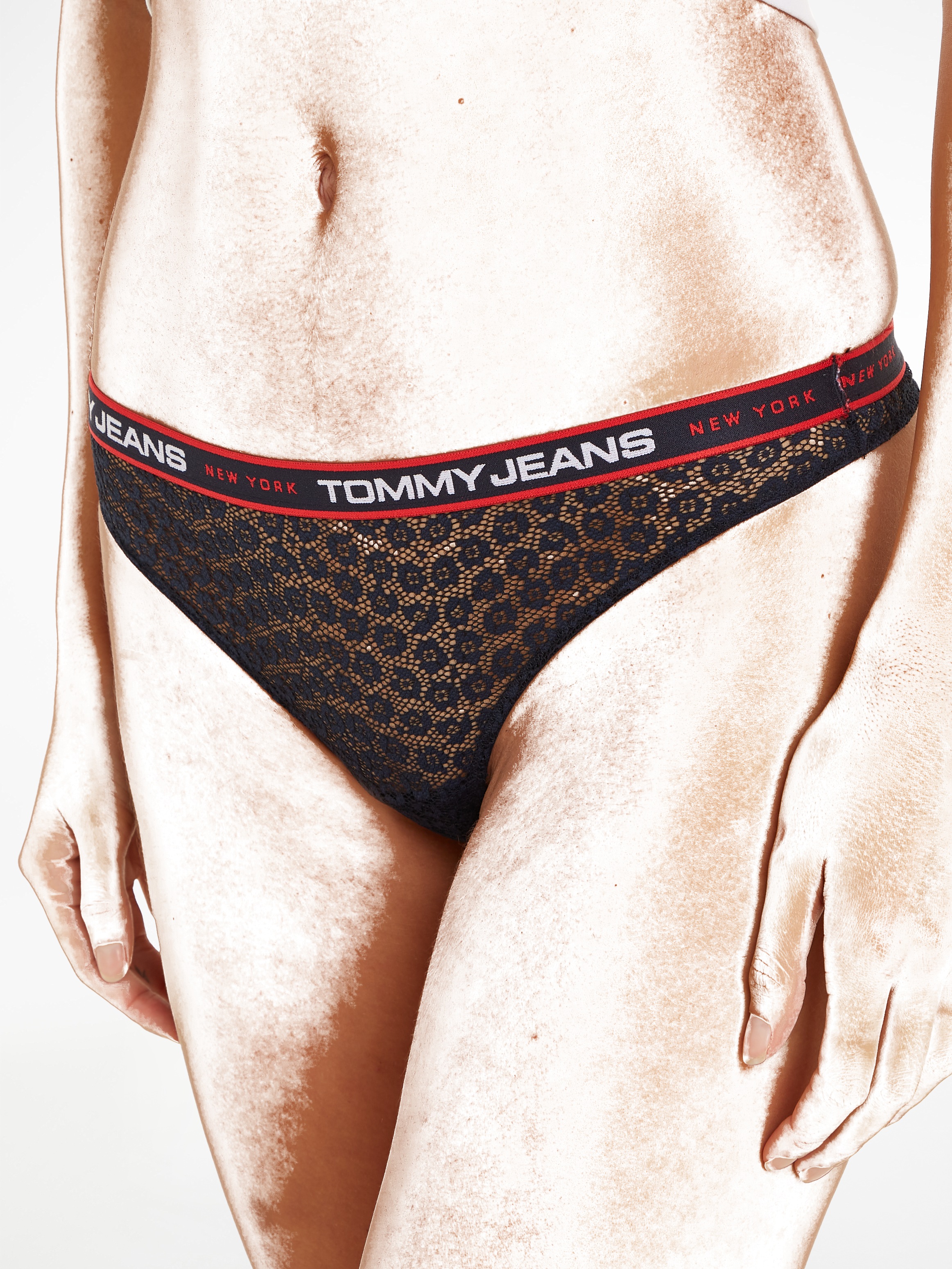 Bund BAUR mit LACE«, St., Tommy THONG (3 Hilfiger Underwear 3P 3er-Pack), »TJ | elastischem T-String