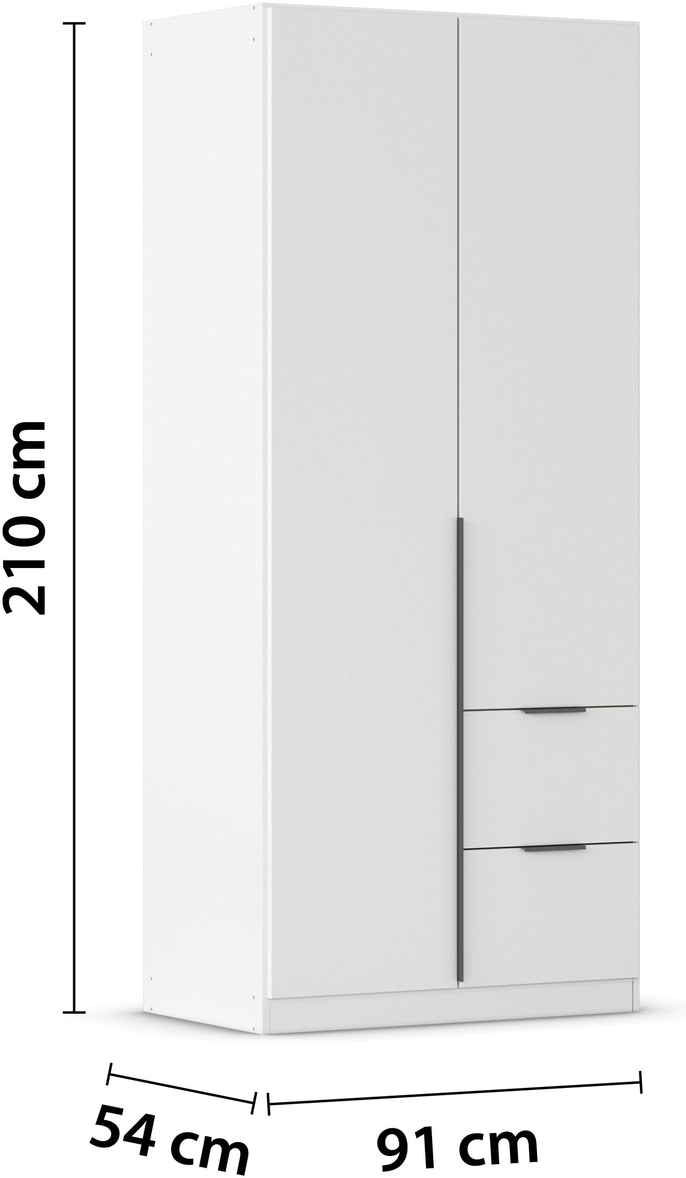 OTTO home Drehtürenschrank »Kleiderschrank Schrank Garderobe AGORDO mit Dekor- oder Hochglanzfront« in zwei Griff-Farben, Breite 91 cm,  mit Außenschubkästen, Serie in 7 Breiten und 2 Höhen MADE IN GERMANY