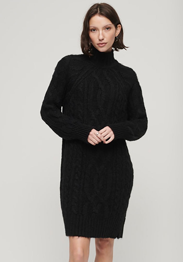 Superdry Strickkleid »CABLE MOCK NECK JUMPER DRESS«