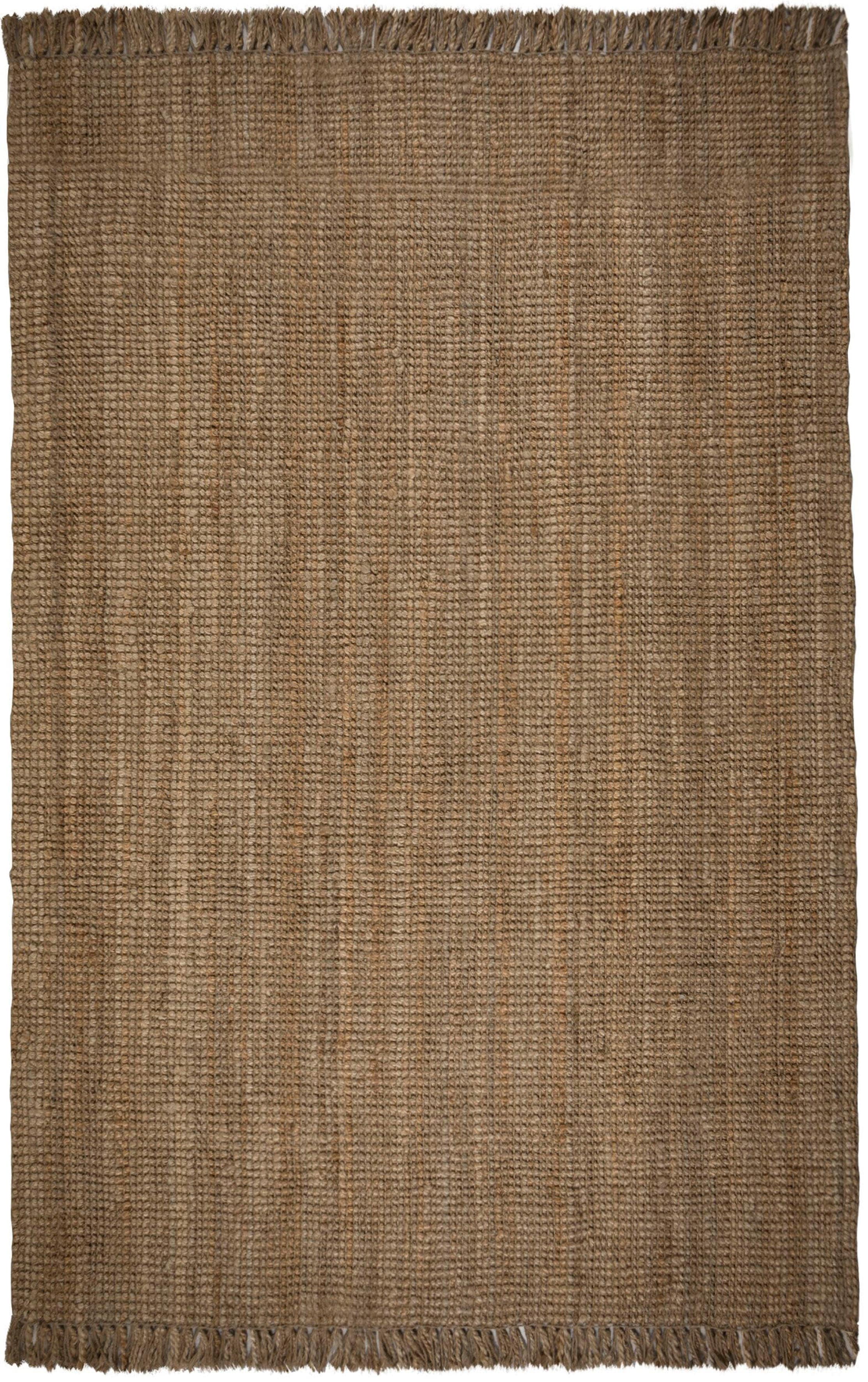 FLAIR RUGS "Jute Boucle" rechteckig 7 mm Höhe aus 100% Jute, mit Fransen, aus Naturfasern