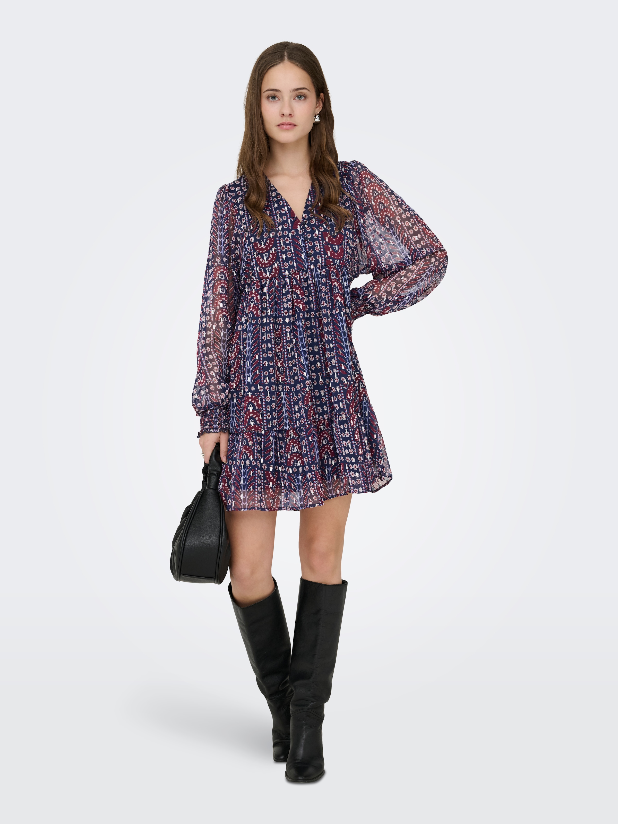 ONLY Chiffonkleid »ONLSIRA L/S SHORT DRESS WVN«