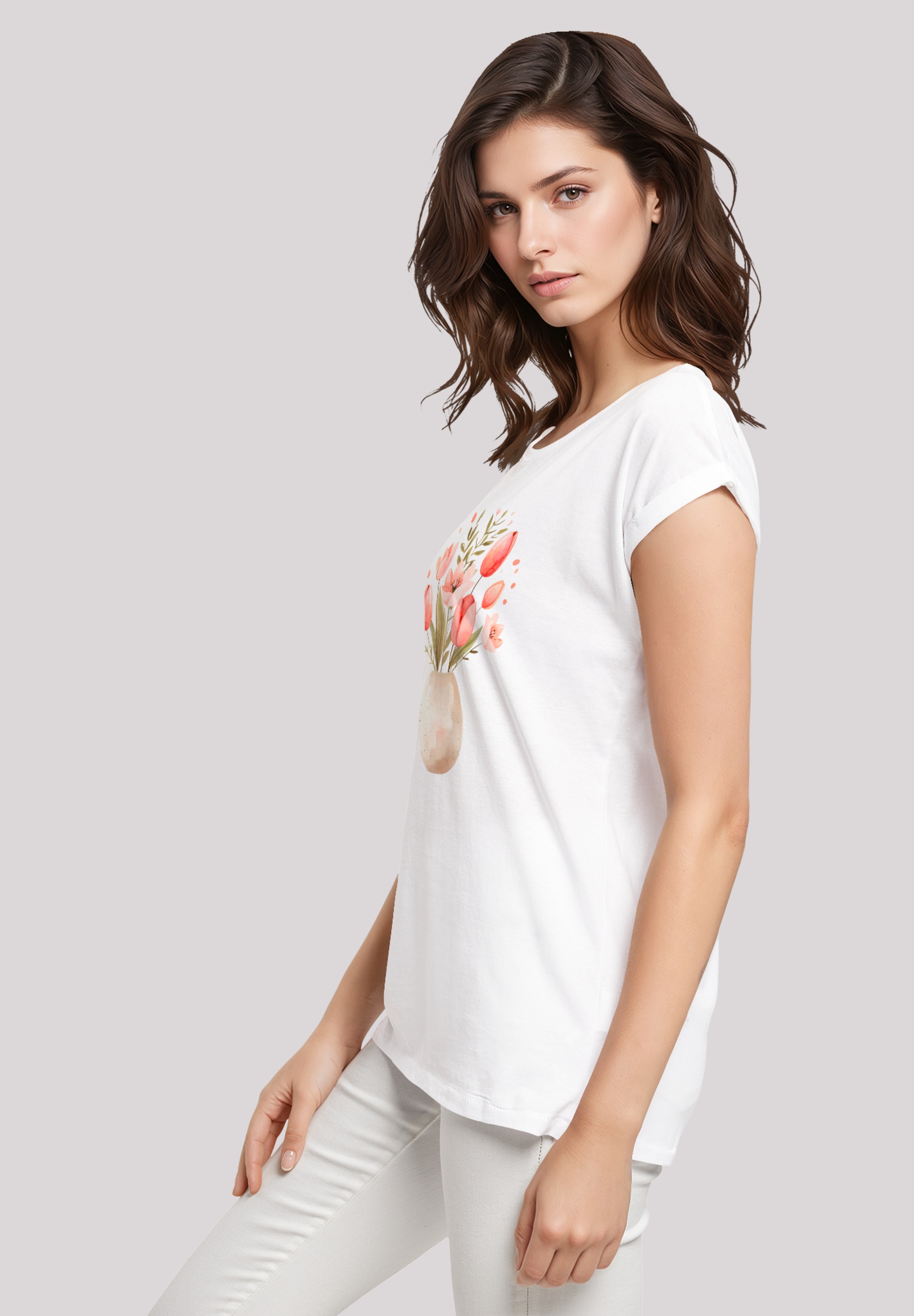 F4NT4STIC T-Shirt »Rosa Frühlingsblumenstrauß in Vase«, Premium Qualität