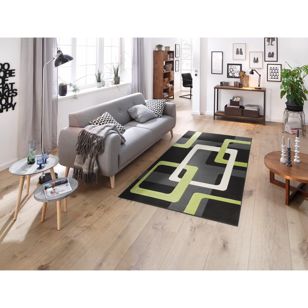 my home Teppich »Maxim«, rechteckig, 13 mm Höhe, Hoch-Tief-Effekt, Kurzflor, 3D-Design, Wohnzimmer