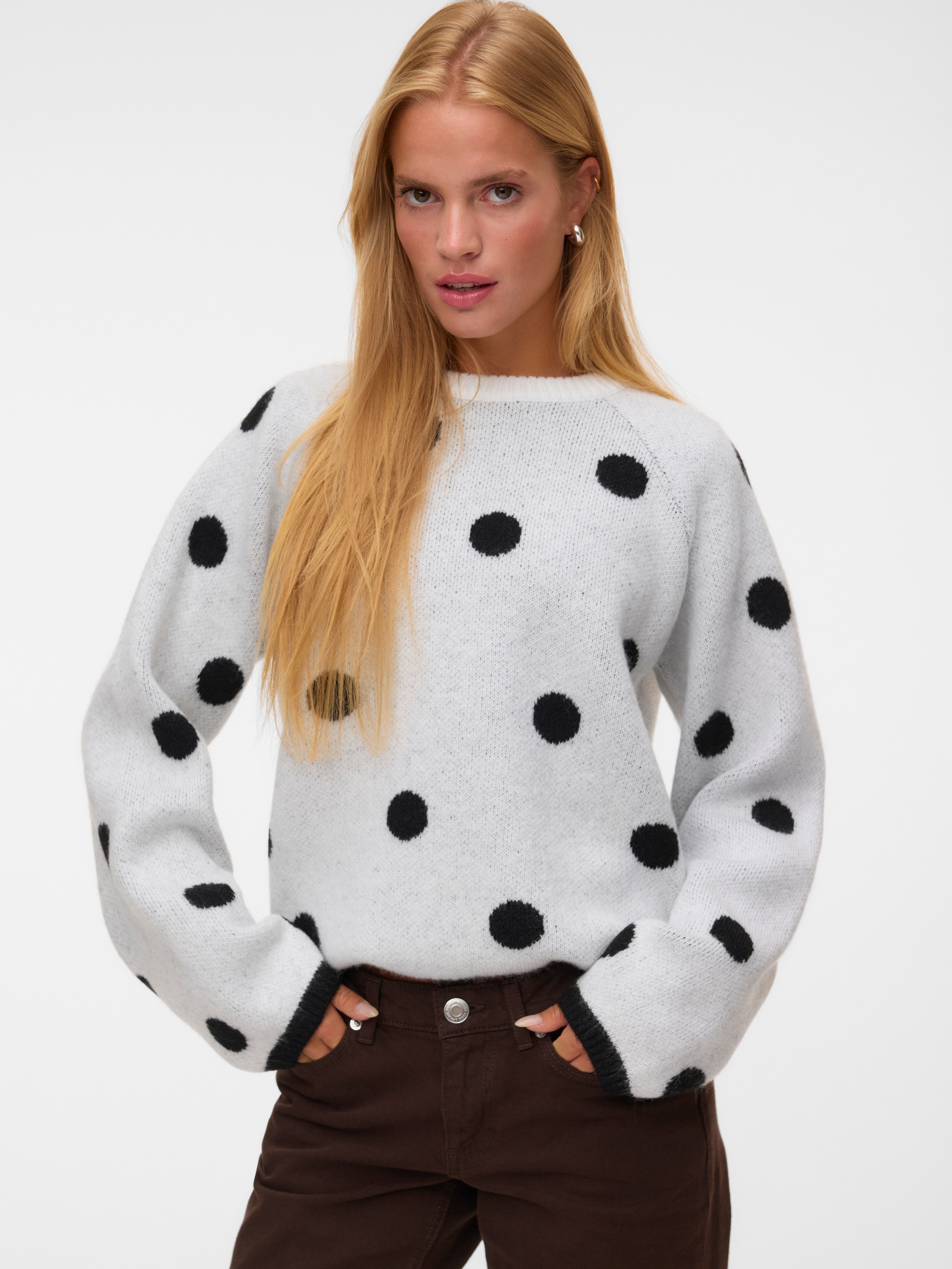 Vero Moda Rundhalspullover "VMLIV LS KNIT EXP EXP" Kunstfaser