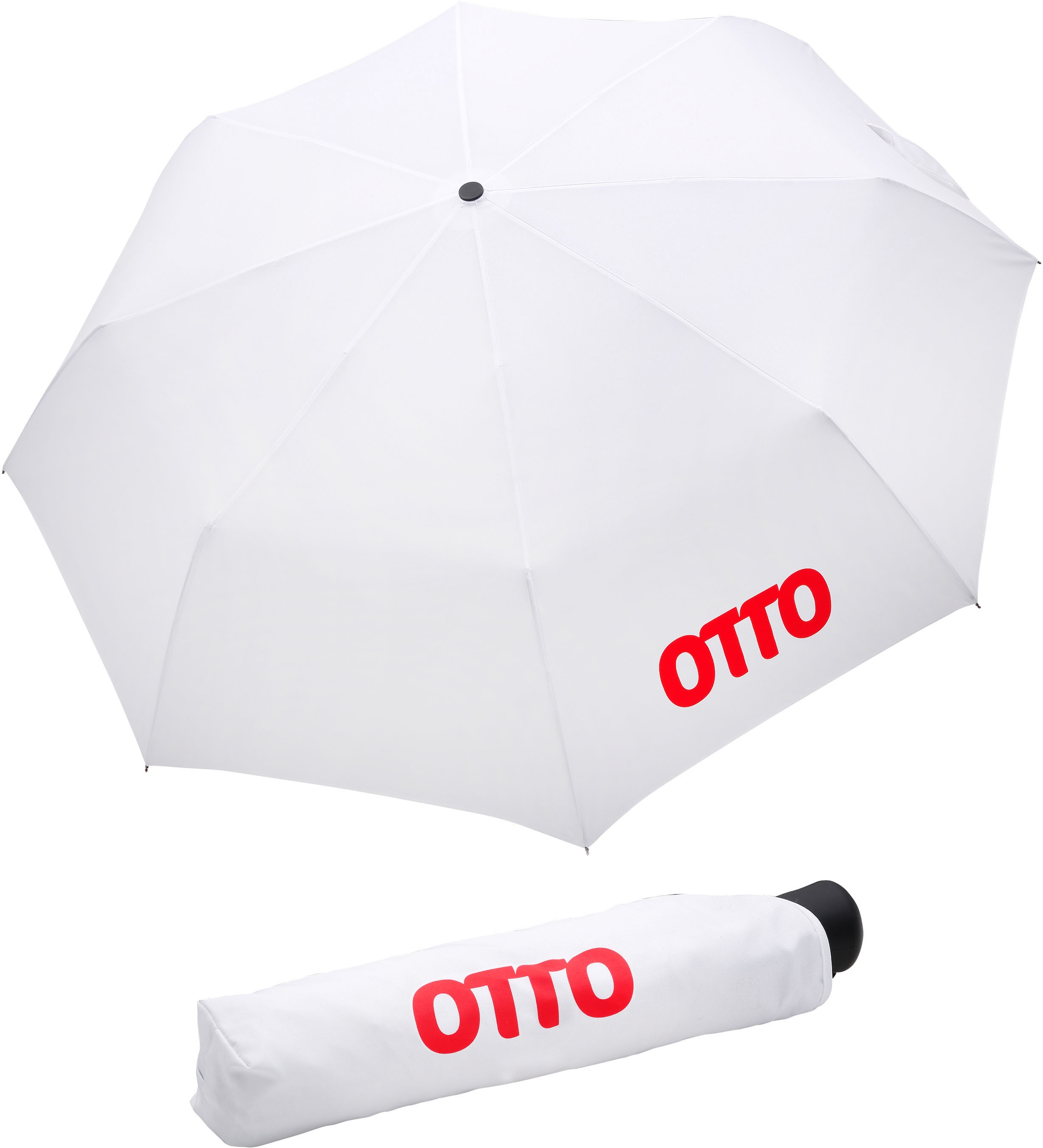 Taschenregenschirm »Otto, weiß«, mit rotem Schriftzug; Automatik