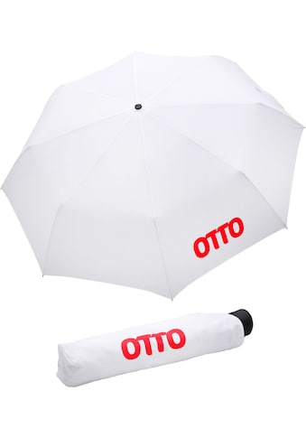 Taschenregenschirm »Otto, weiß«, mit rotem Schriftzug; Automatik