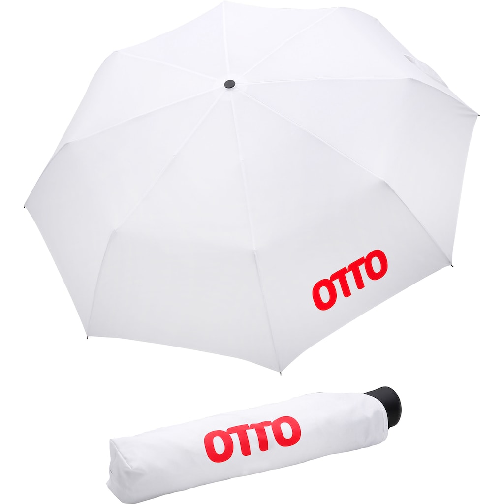 EuroSCHIRM® Taschenregenschirm »Otto, weiß«, mit rotem Schriftzug; Automatik
