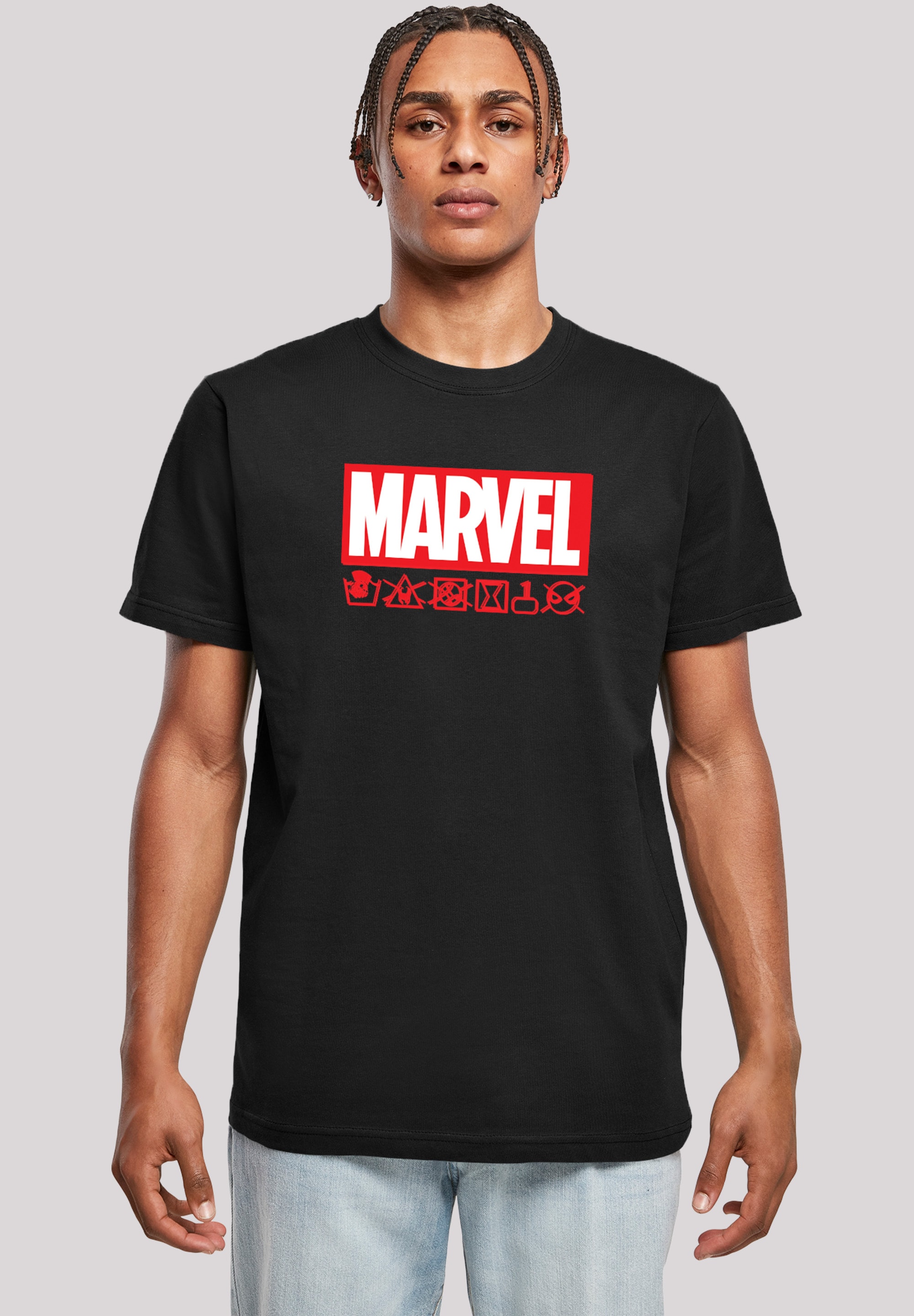 F4NT4STIC Kurzarmshirt »F4NT4STIC Herren Marvel Logo washed Care with T-Shirt Round Neck« 1 Stk. tlg.