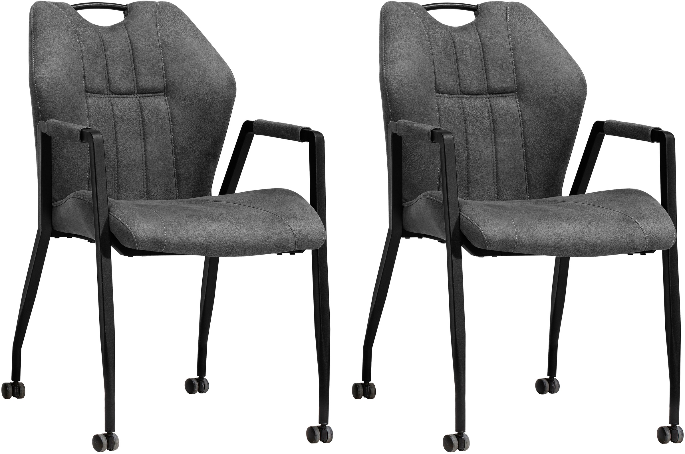 OMG Design Armlehnstuhl "Point" (Set) 2 Stk. Stoff Esszimmerstuhl mit Rolle günstig online kaufen