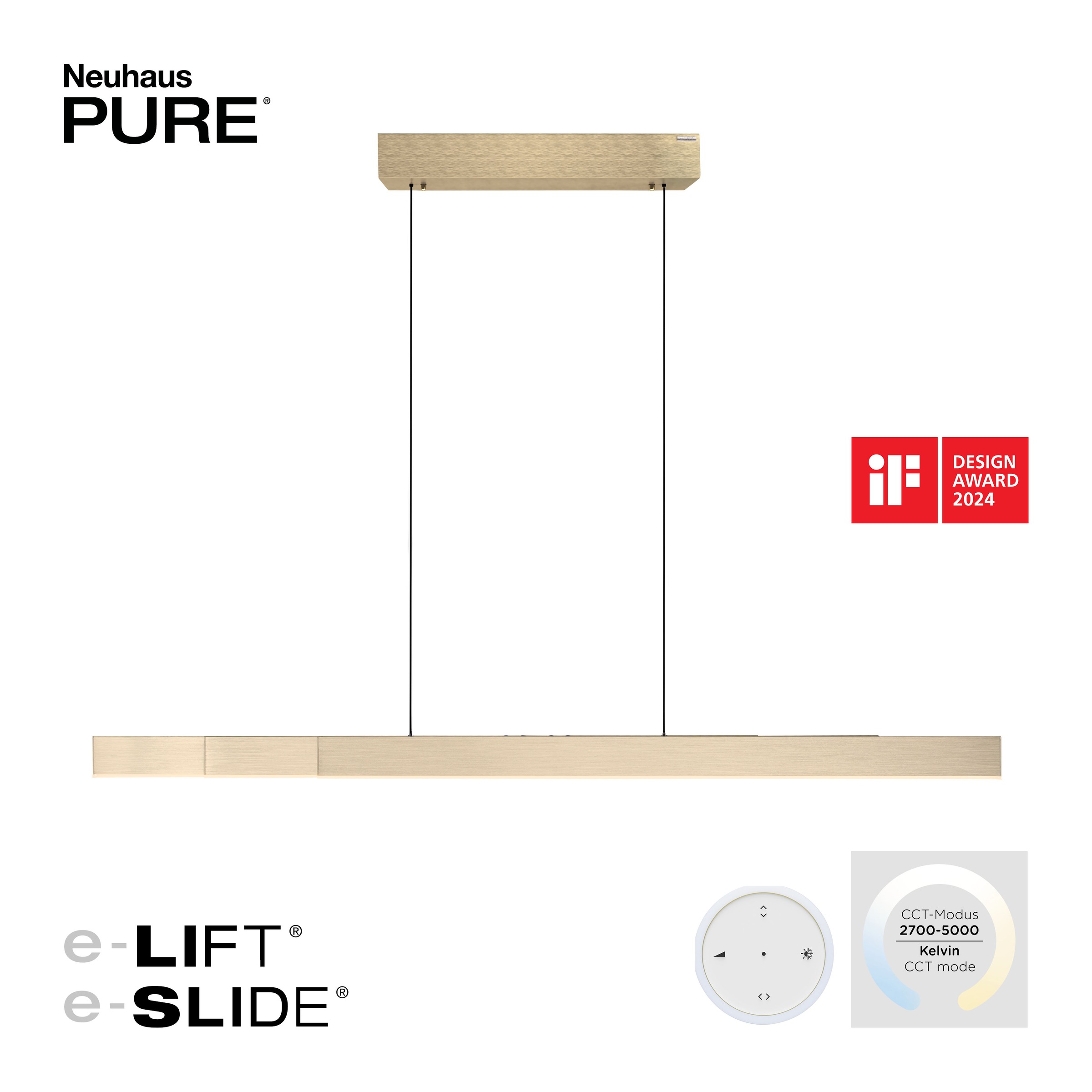 Neuhaus PURE LED Pendelleuchte »PURE Moto-Rise« LED-Board 1 Stk. warmweiß - kaltweiß e-LIFT® Funktion, e-SLIDE® Funktion, Fernbedienung