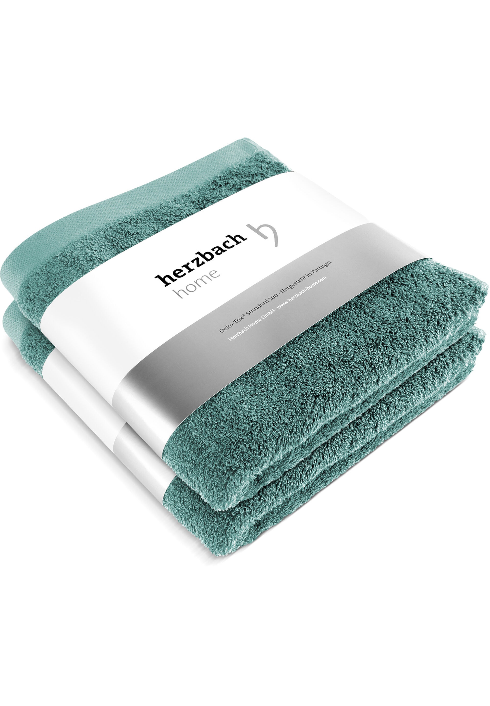 herzbach home Handtuch Set "Pura" 2 Jersey 550g/m², Premium-Qualität, 100% Baumwolle, einfarbig