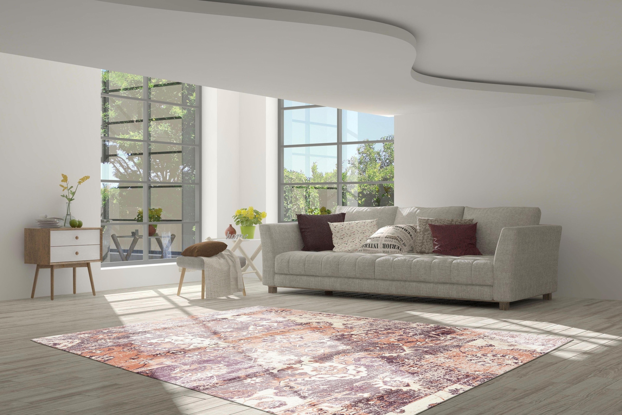 calo-deluxe Teppich »Emin 900«, rechteckig, 10 mm Höhe, reine Baumwolle, Wohnzimmer
