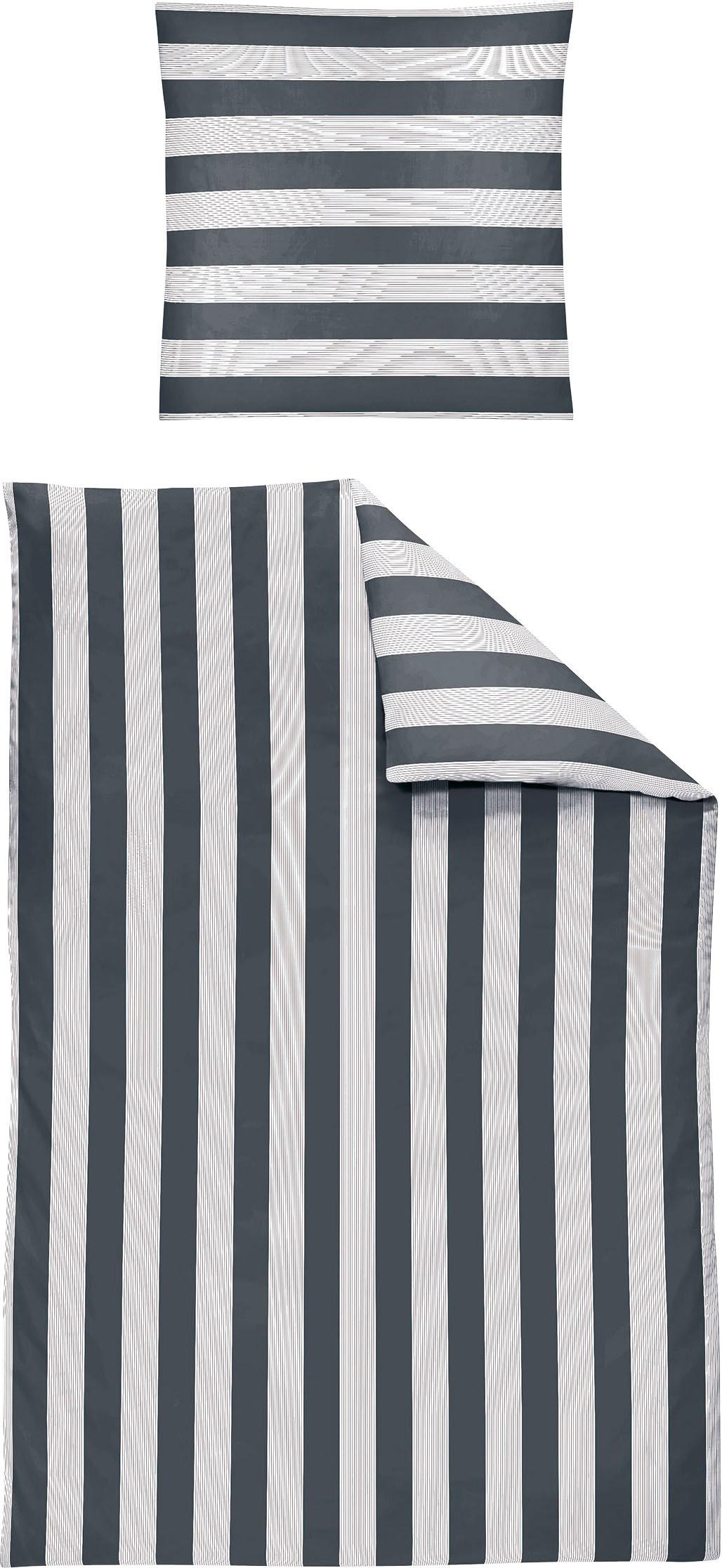 Irisette Bettwäsche »Tape in Gr. 135x200 oder 155x220 cm«, (2 tlg.), Bettwäsche aus Baumwolle, gestreifte Bettwäsche mit Reißverschluss