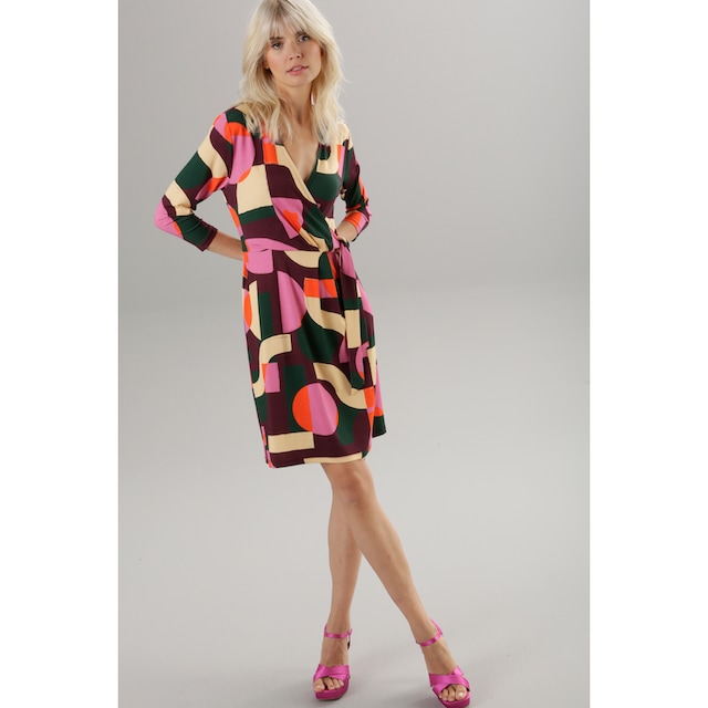 Aniston SELECTED Jerseykleid, mit Ausschnitt in Wickeloptik und Bindedetail  - NEUE KOLLEKTION für bestellen | BAUR