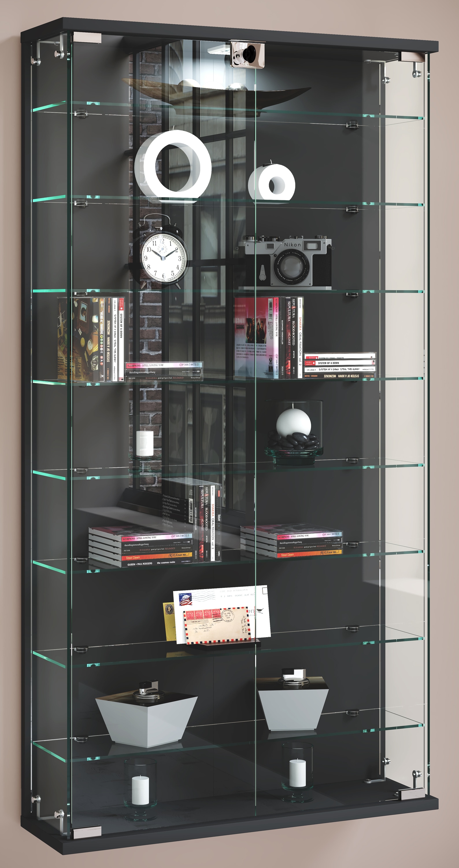 VCM Wandregal »Wandvitrine Hängevitrine Glasvitrine Relas L« 1 Stk. tlg.
