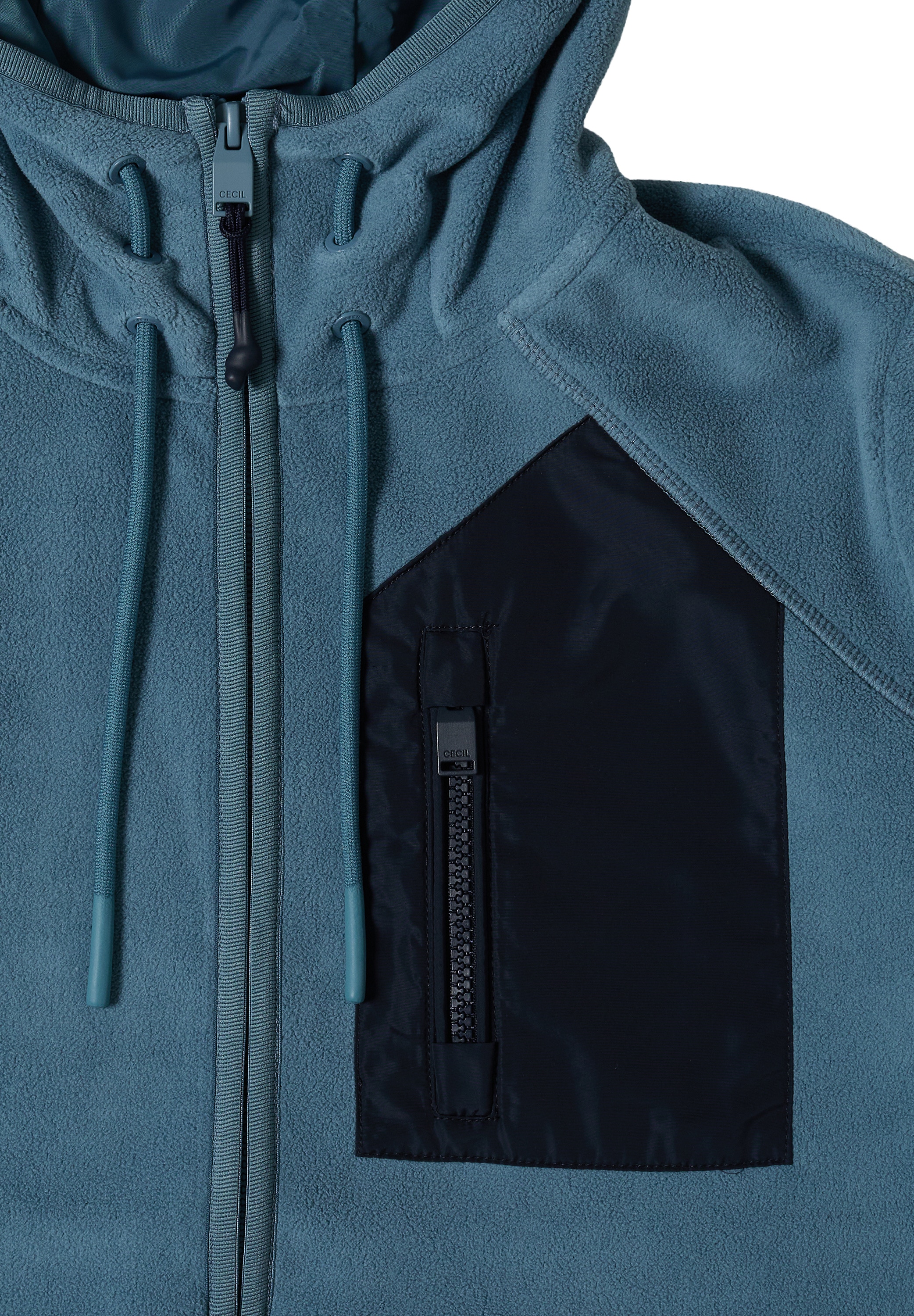 Cecil Fleecejacke mit Kapuze in Unifarbe