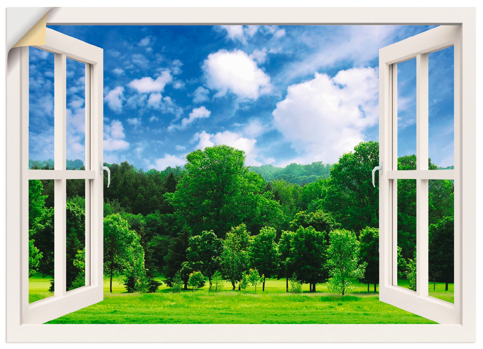 Poster Artland Wandbild (1 Wandaufkleber Leinwandbild, Wald«, Grüner »Fensterblick - St.), | BAUR versch. oder in kaufen Fensterblick, als Größen