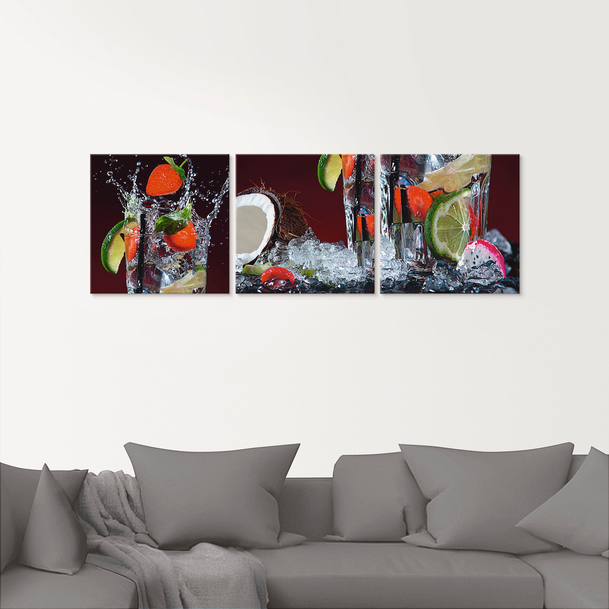 Artland Glasbild »Frischer Fruchtcocktail I«, Getränke, (3 St.), in verschiedenen Größen