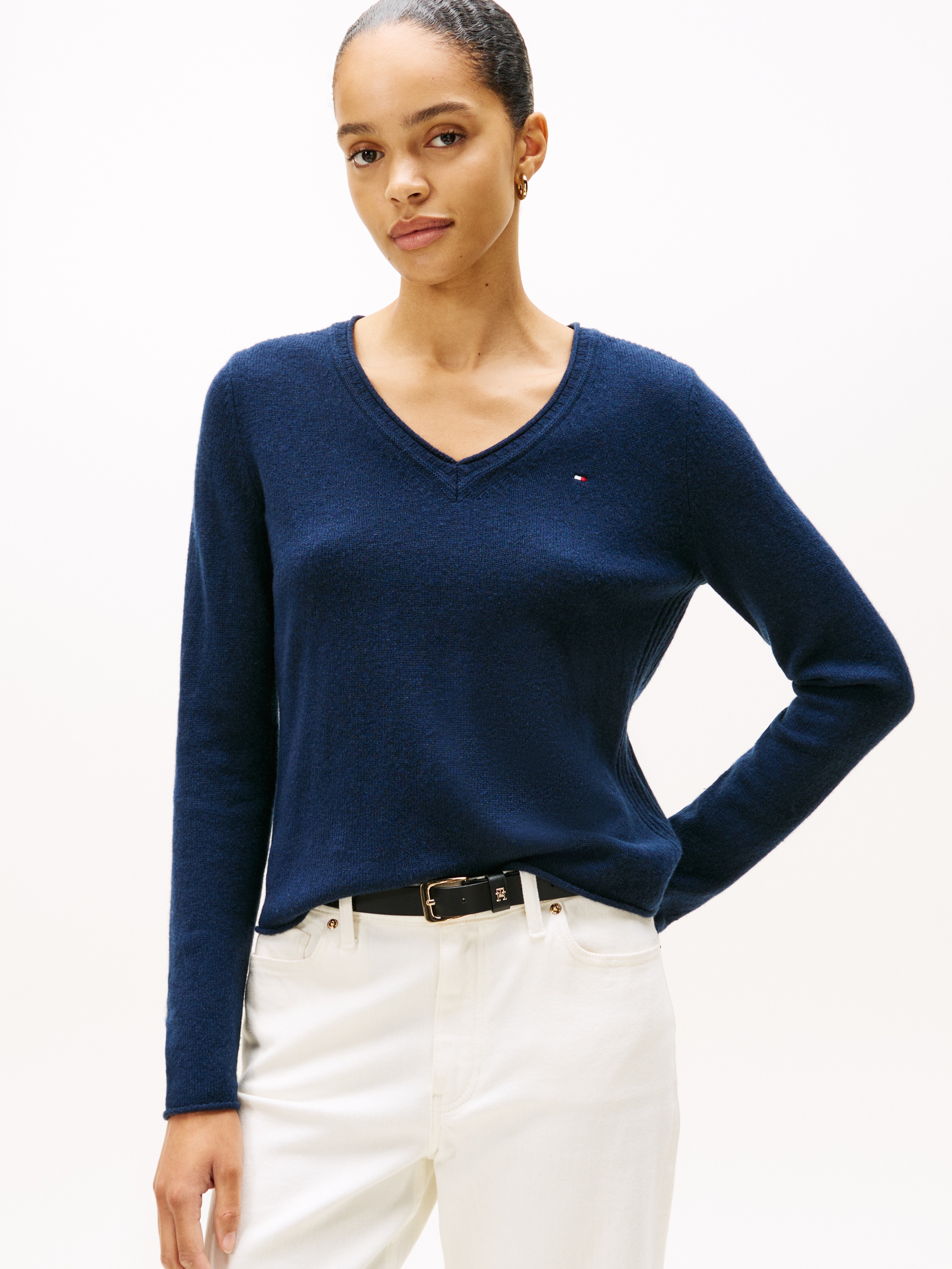Tommy Hilfiger Strickpullover "SOFT WOOL V-NK SWEATER" aus reiner Wolle günstig online kaufen