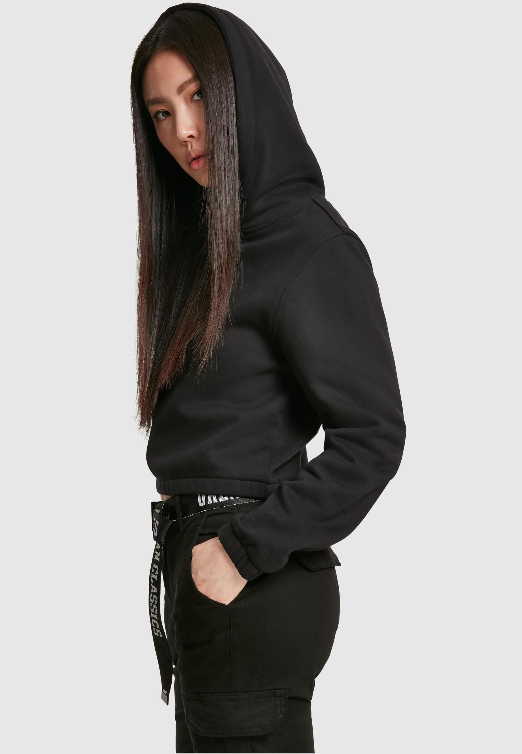 URBAN CLASSICS Rundhalspullover »Urban Classics Damen Ladies Contrast Drawstring Hoody«, (1 tlg.)