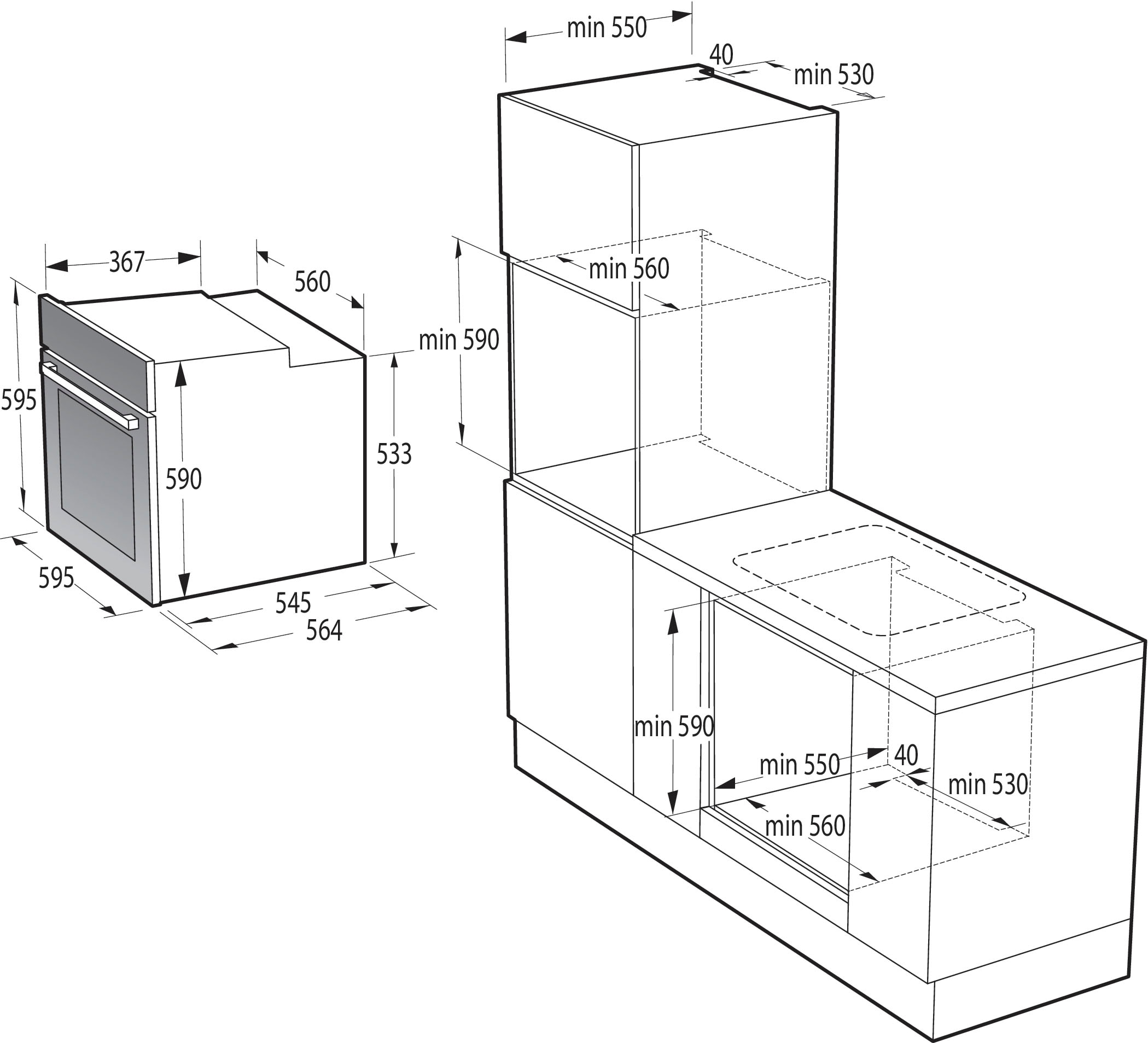 GORENJE Backofen »BPSA 6747«, BSA6747A04BGWI, mit 2-fach-Teleskopauszug