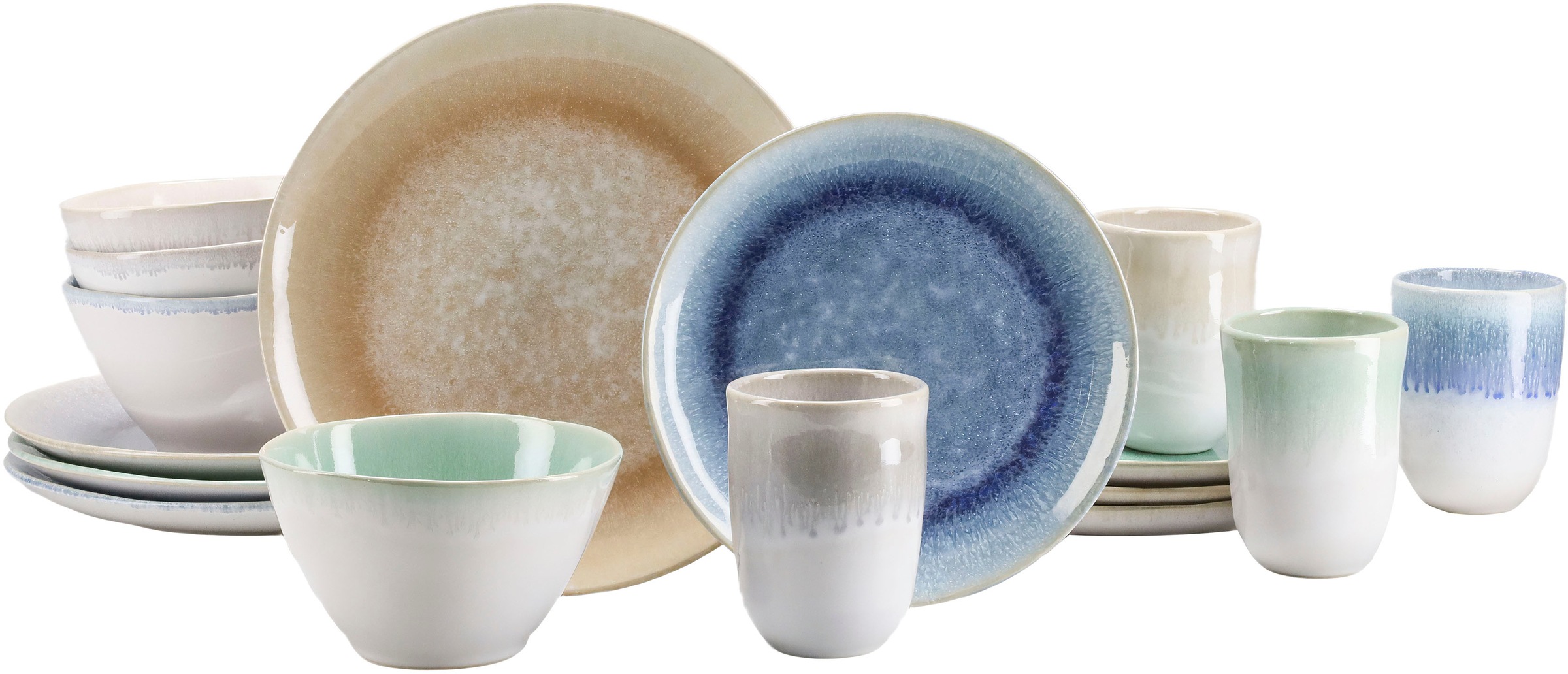 CreaTable Kombiservice "Aquarius" Spezialglasur, handwerklicher Look günstig online kaufen