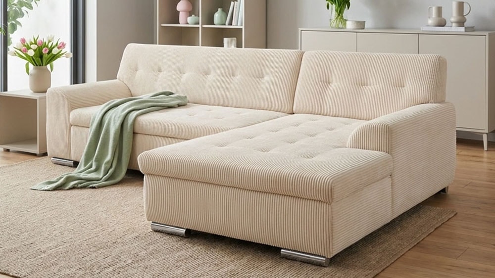 DOMO collection Ecksofa "TREVISO viele Bezüge, auch in Cord, L-Form, 267x178 cm" mit Bettfunktion, inkl. Zierkissen, Unser Dauertiefpreis