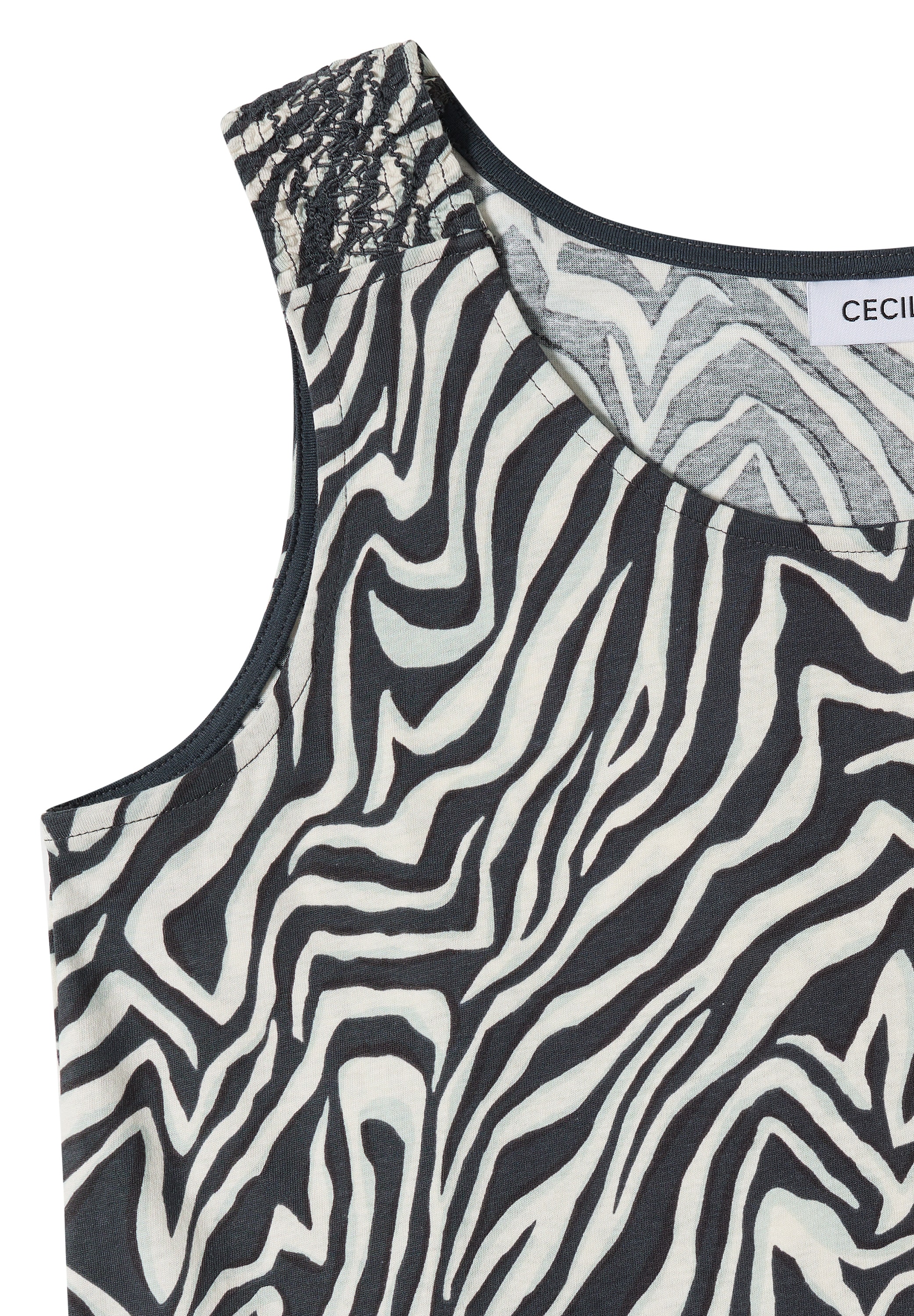 Cecil Shirttop Sommertop, Baumwolle, mit Smokdetail