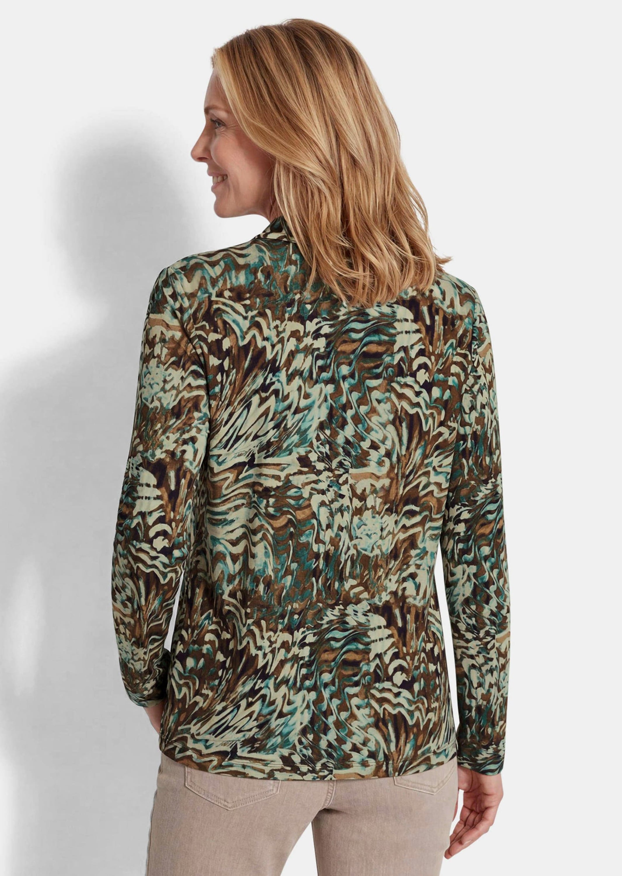 GOLDNER Print-Shirt »Stehbundshirt mit Langarm« Stretchbequmer Viskosejersey