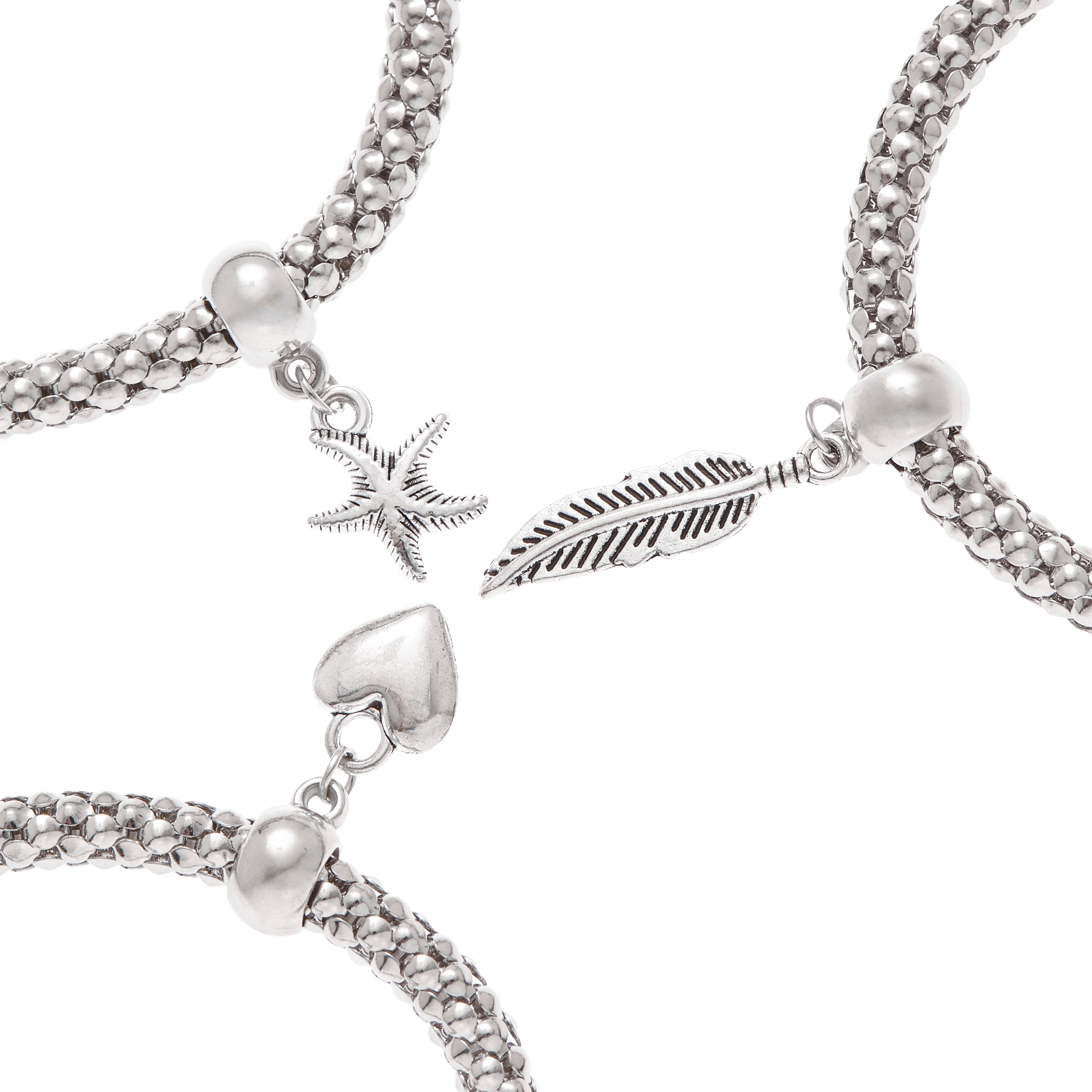 LASCANA Armband Set, elastisch, Armbänder mit Anhänger, Herz, Stern, Feder, Armketten Set