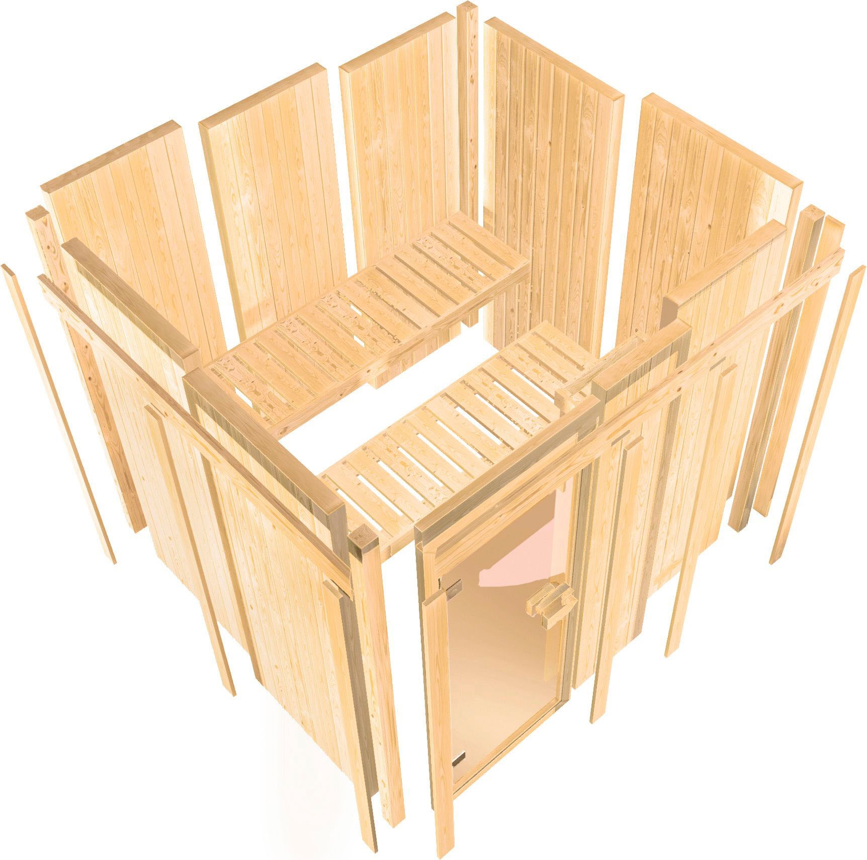 Karibu Sauna »Clara« Set,  Ofen 9 kW Bio externe Strg easy