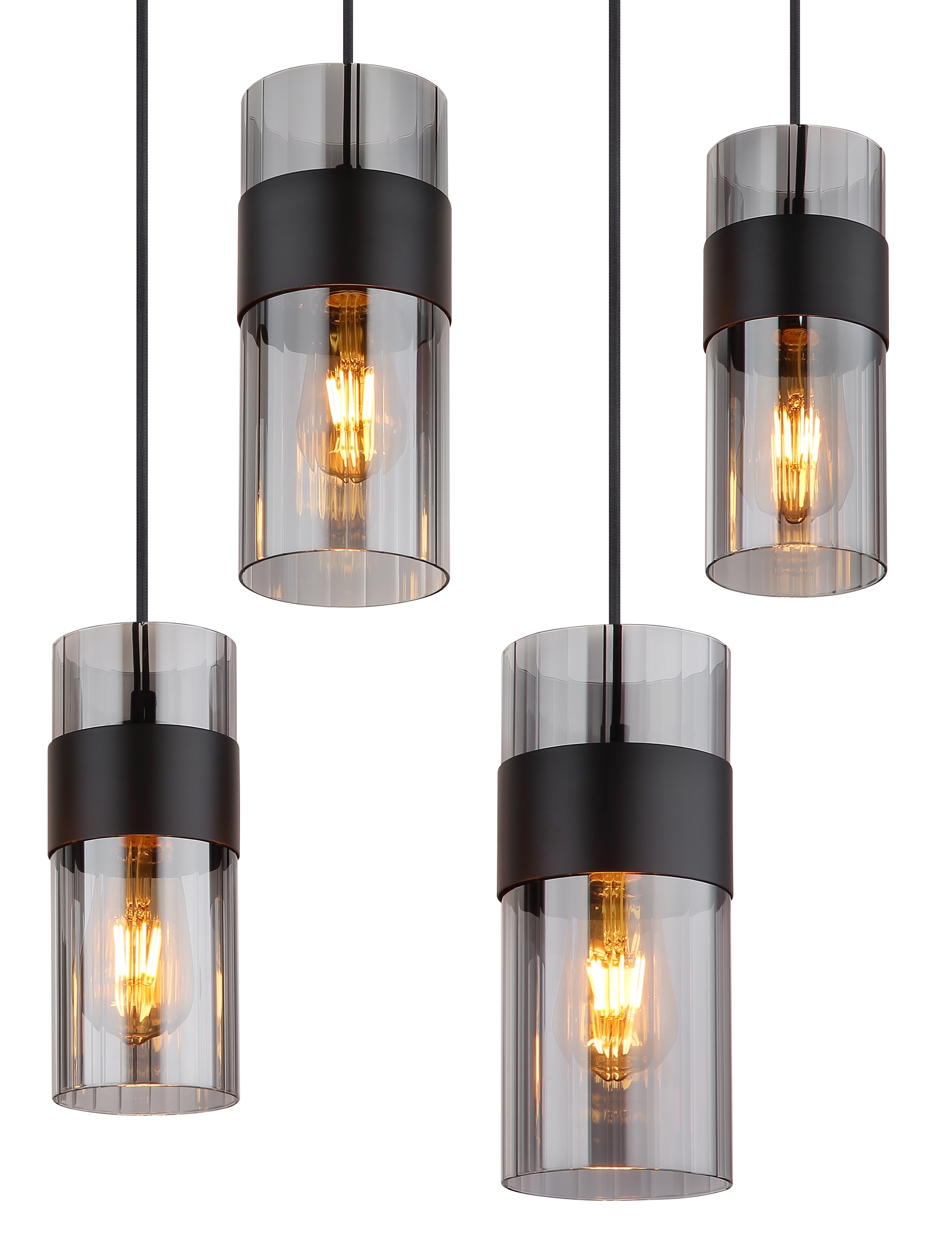 GLOBO LIGHTING Hängeleuchte »SCARFINA« E27 1 Stk. Schwarze Hängeleuchte mit Rauchglas, höhenverstellbar, 8x E27