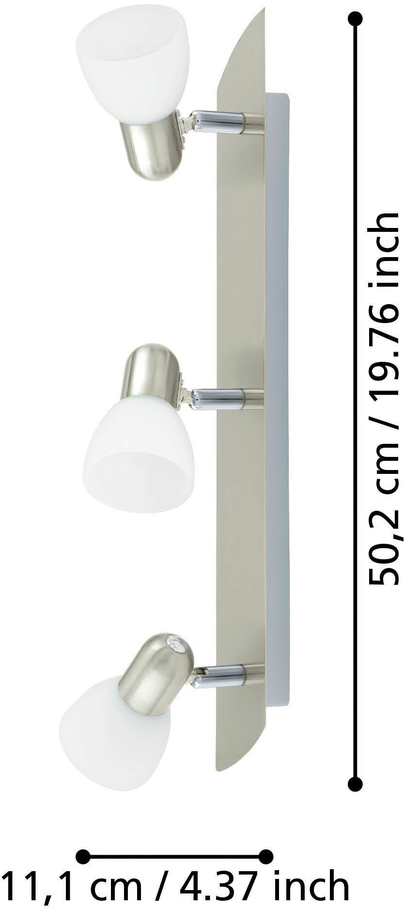EGLO Deckenleuchte »Enea Deckenlampe, Deckenstrahler aus Metall und Glas, E14, Lampe« E14 1 Stk. Spot - L50 x B7 cm - nickel-matt - 3X40W exkl.