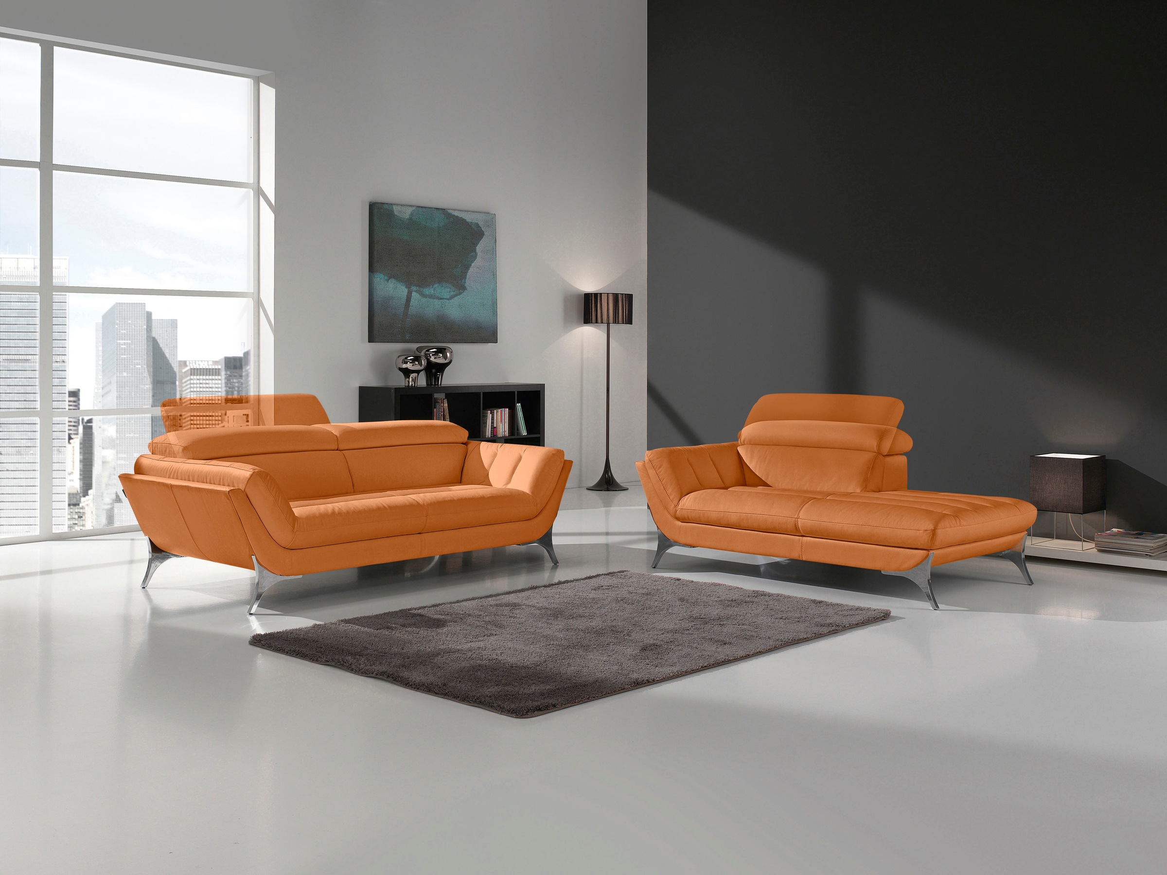 Thumbnail - Egoitaliano 2,5-Sitzer "Sueli, extravagantes Design und erstklassiger Sitzkomfort," Bezug Leder, inklusive Kopfteilverst...