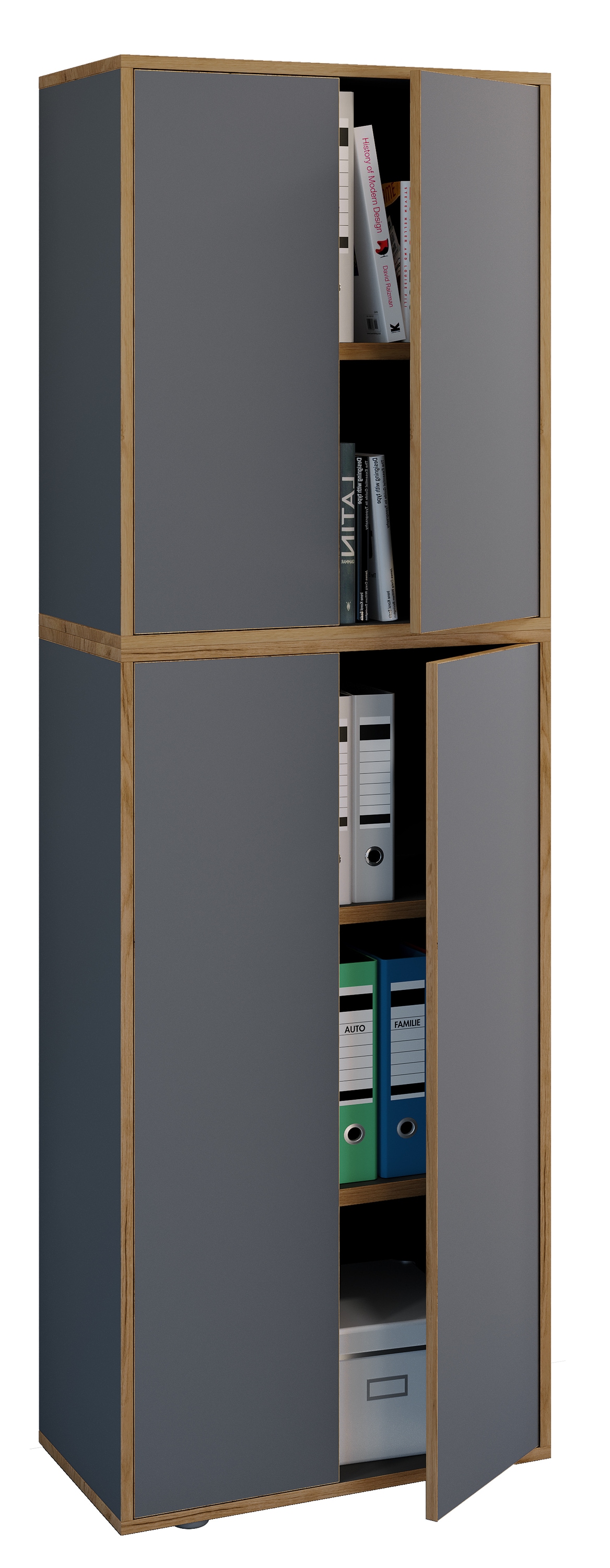 Aktenschrank VCM "Büroschrank Aktenschrank Sideboard Salia 5fach", schwarz (anthrazit), B:60cm T:33cm, Obermaterial: 100% Holz Wood., Schränke - B/H/T