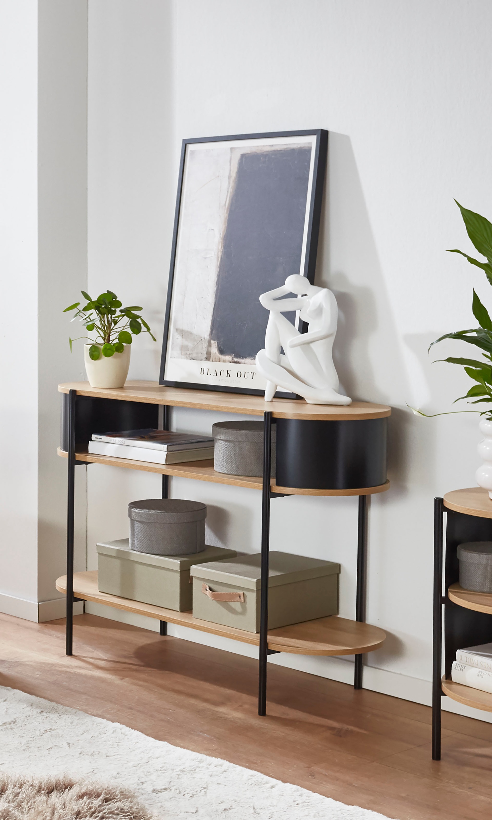 HAKU Konsolentisch »Beistelltisch« 1 Stk. tlg. oval - aus MDF Braun B/T/H 110/39/76 cm