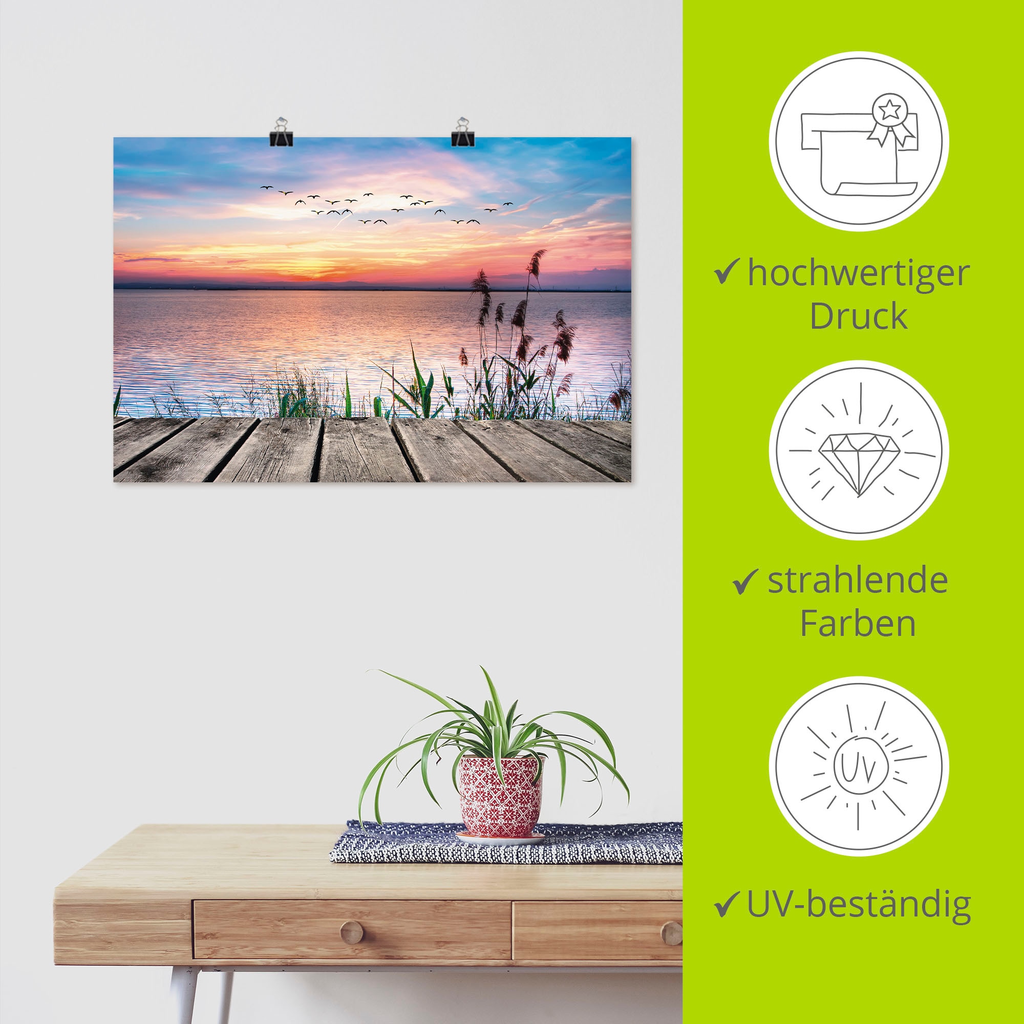Artland Wandbild »Der See in den Farben der Wolken«, Gewässer, (1 St.), als Alubild, Outdoorbild, Leinwandbild, Poster, Wandaufkleber
