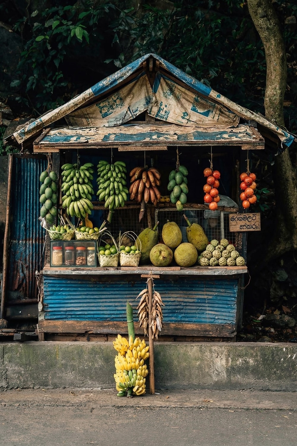 queence Acrylglasbild »Straßenshop mit Obst auf  Bali« Foto | Gebäude | Obst 1 Stk. tlg. Wandbild Wohnzimmerdeko Urlaubsmotiv